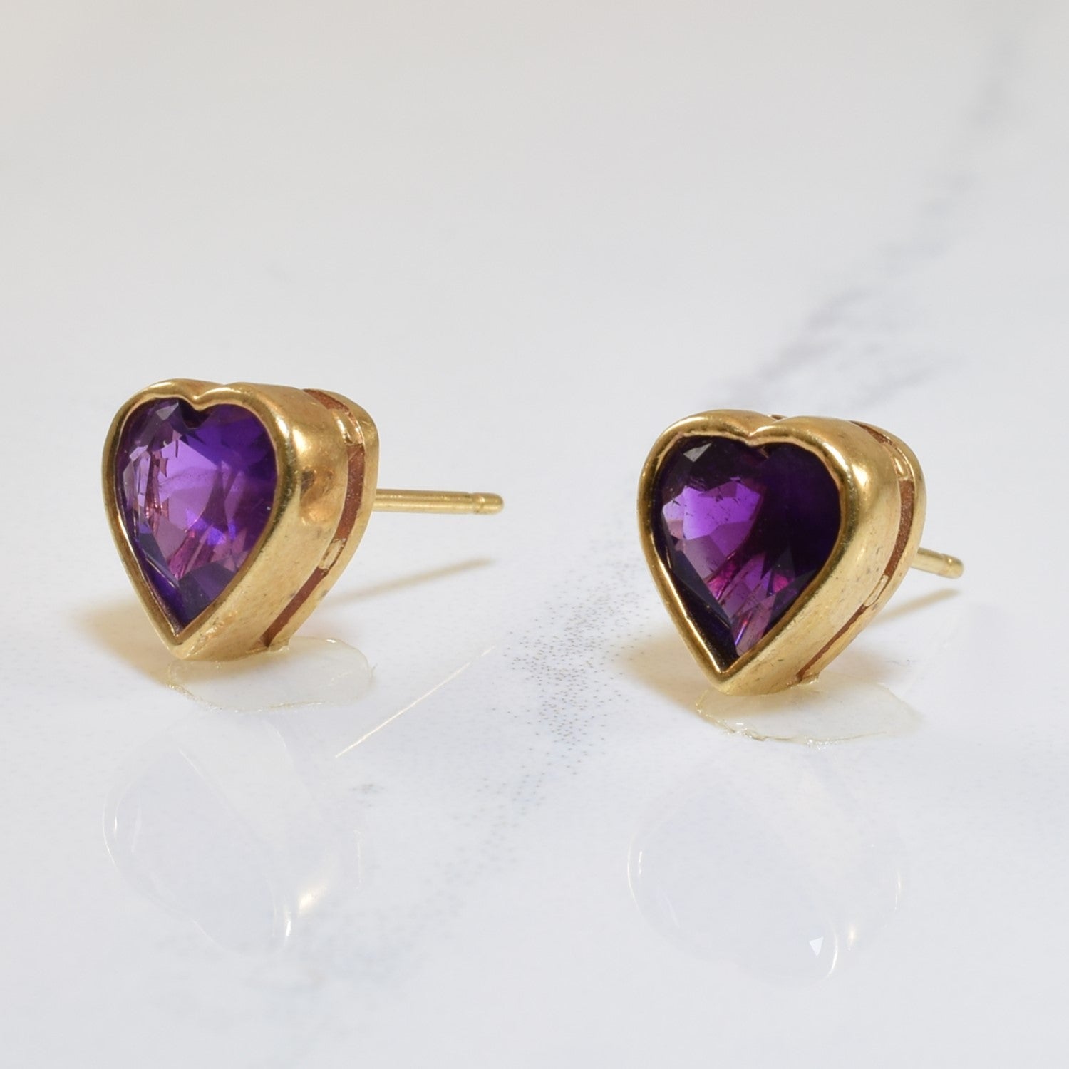 Amethyst Heart Stud Earrings | 1.20ctw |