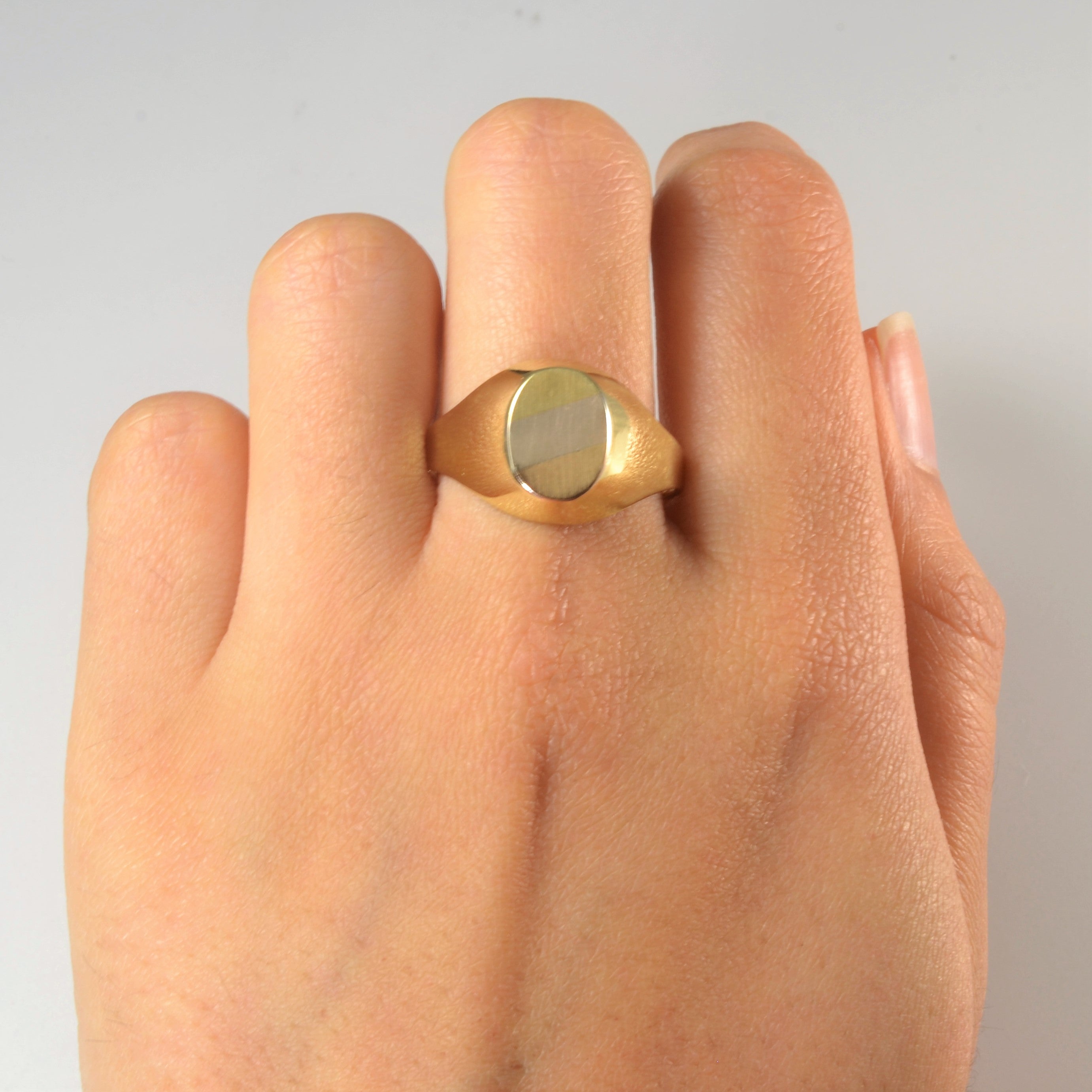 Tri Tone Gold Dome Signet Ring | SZ 12.25 |