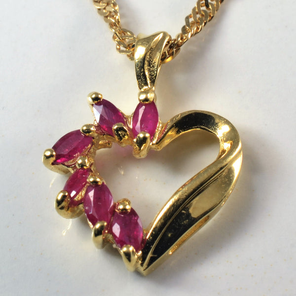 Ruby Heart Pendant Necklace | 0.36ctw | 22