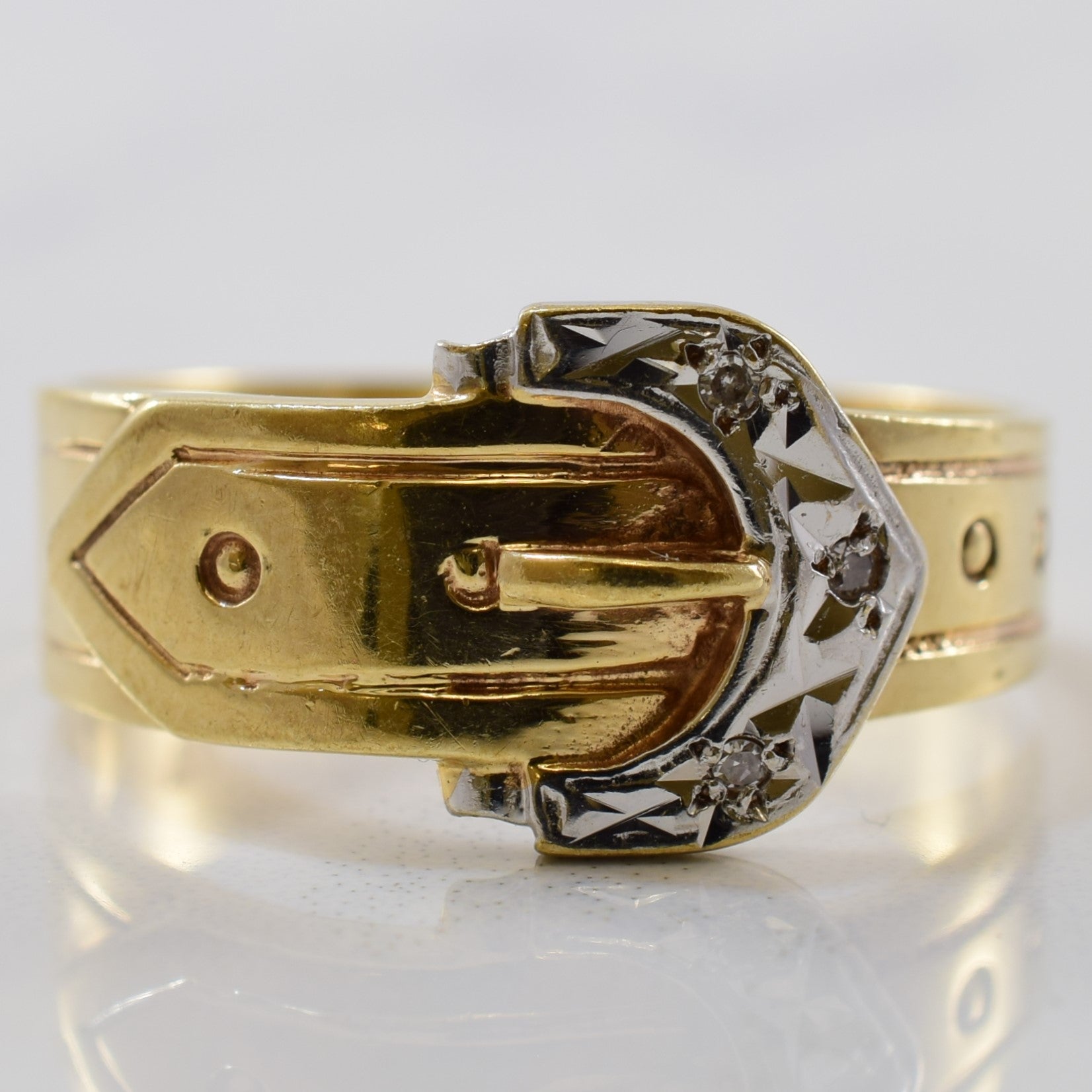 1980s Diamond Belt Ring | 0.01ctw | SZ 8.25 |