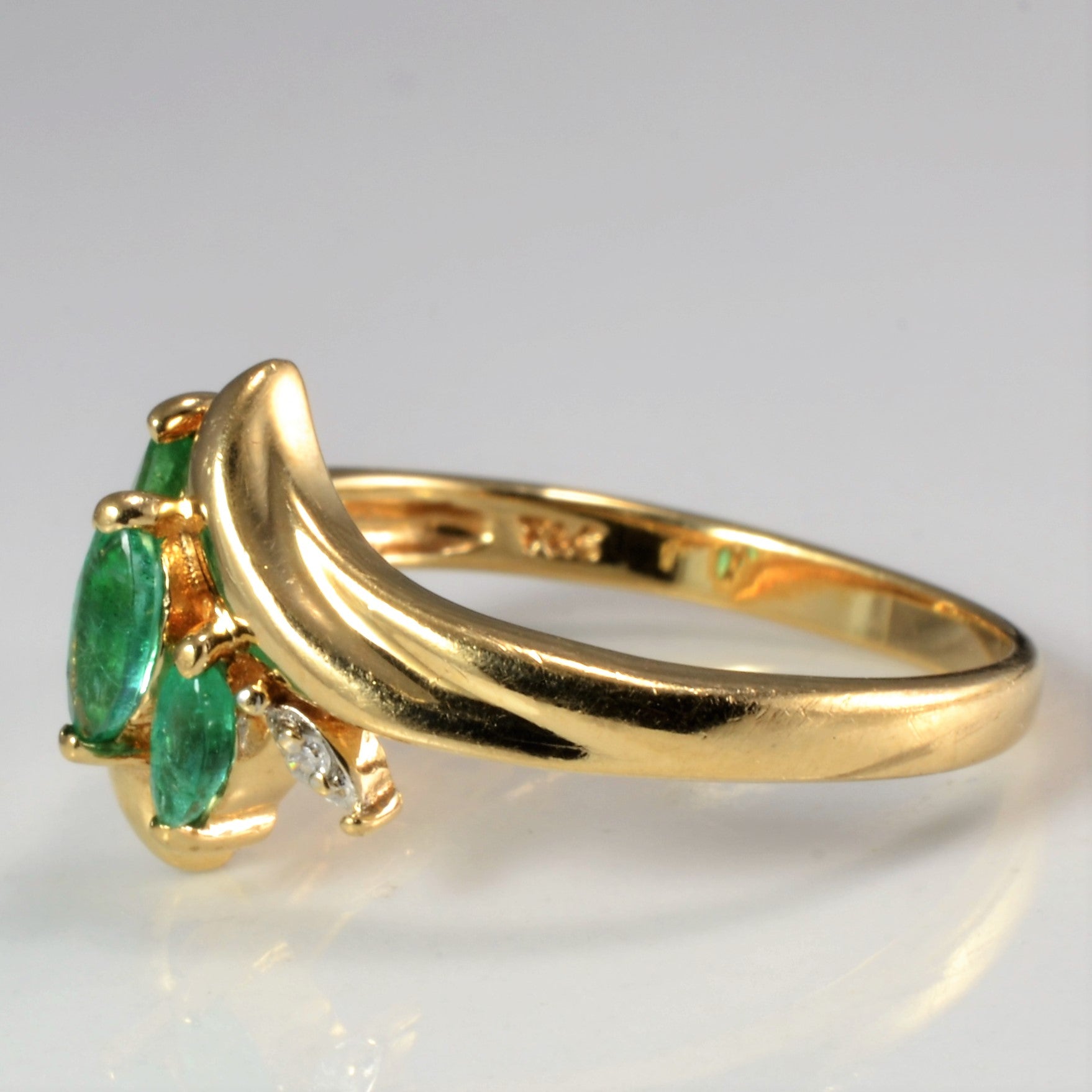 Bypass Emerald & Diamond Ring | 0.01 ctw, SZ 6 |