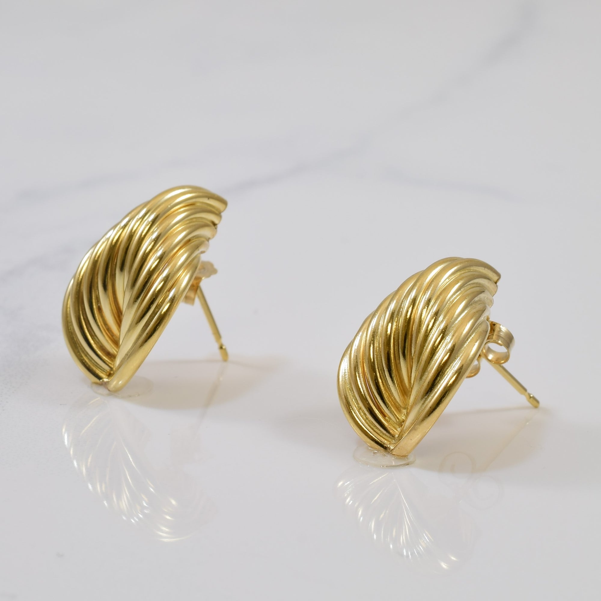 Gold Textured Stud Earrings |