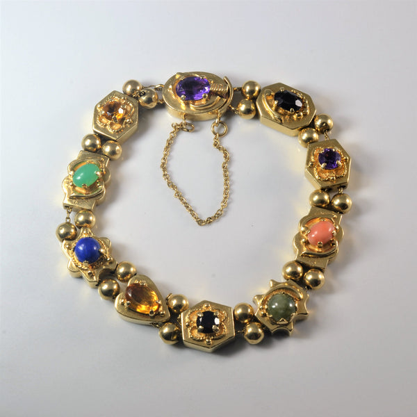Multi Gemstone Chain Bracelet | 8.00ctw | 7