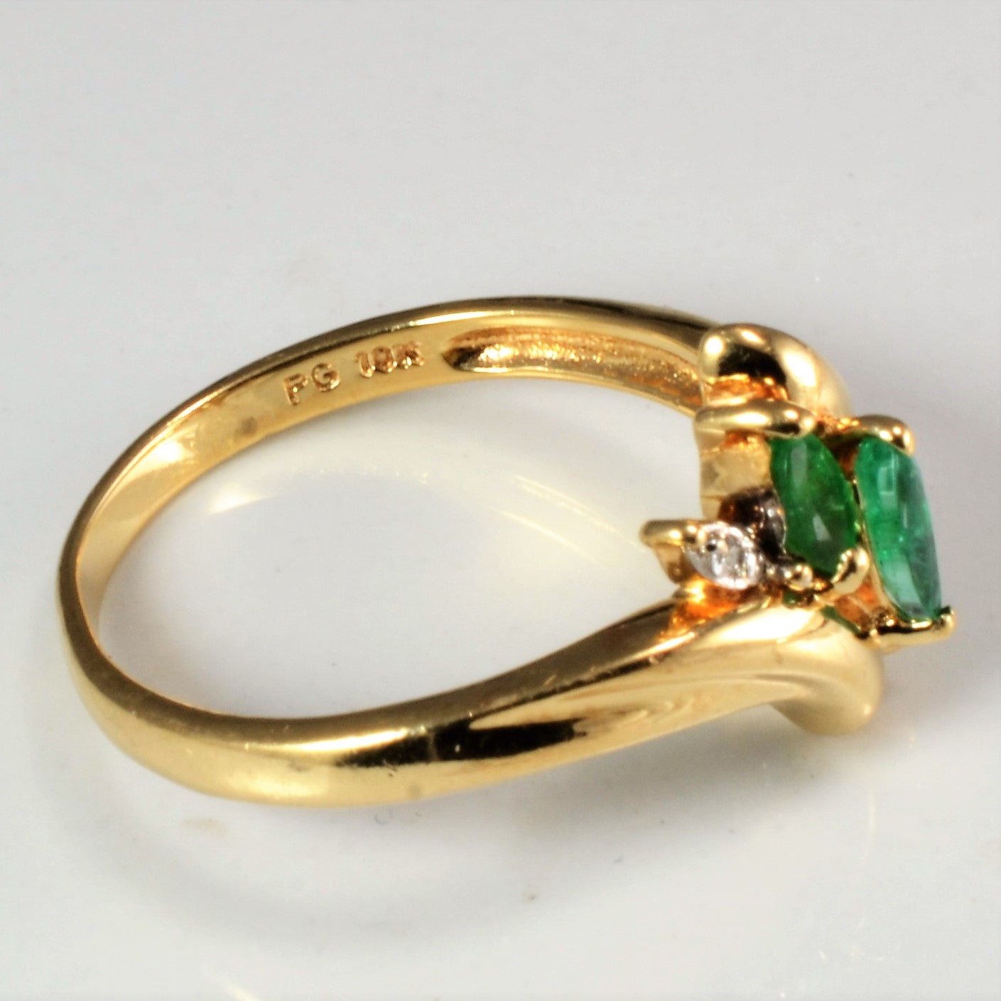 Bypass Emerald & Diamond Ring | 0.01 ctw, SZ 6 |