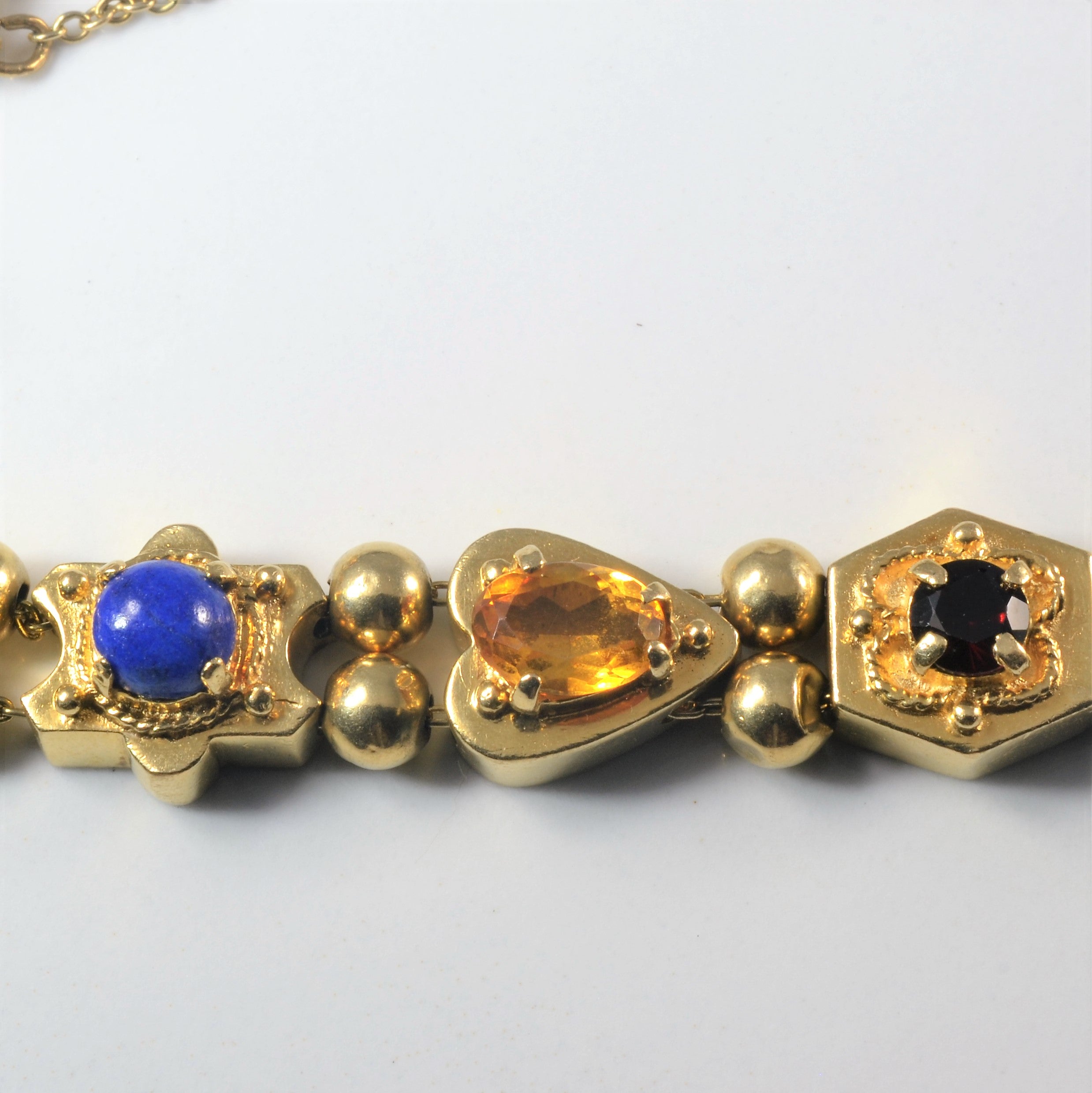 Multi Gemstone Chain Bracelet | 8.00ctw | 7" |