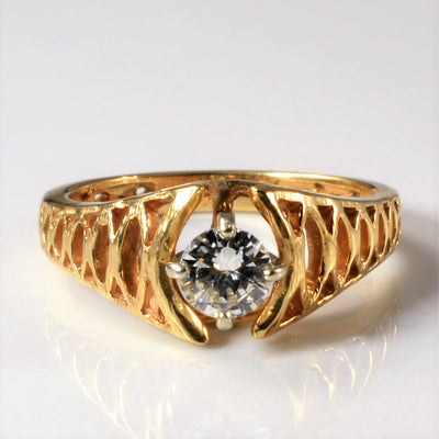 Open Work Diamond Solitaire Ring | 0.35ct | SZ 5.75 |