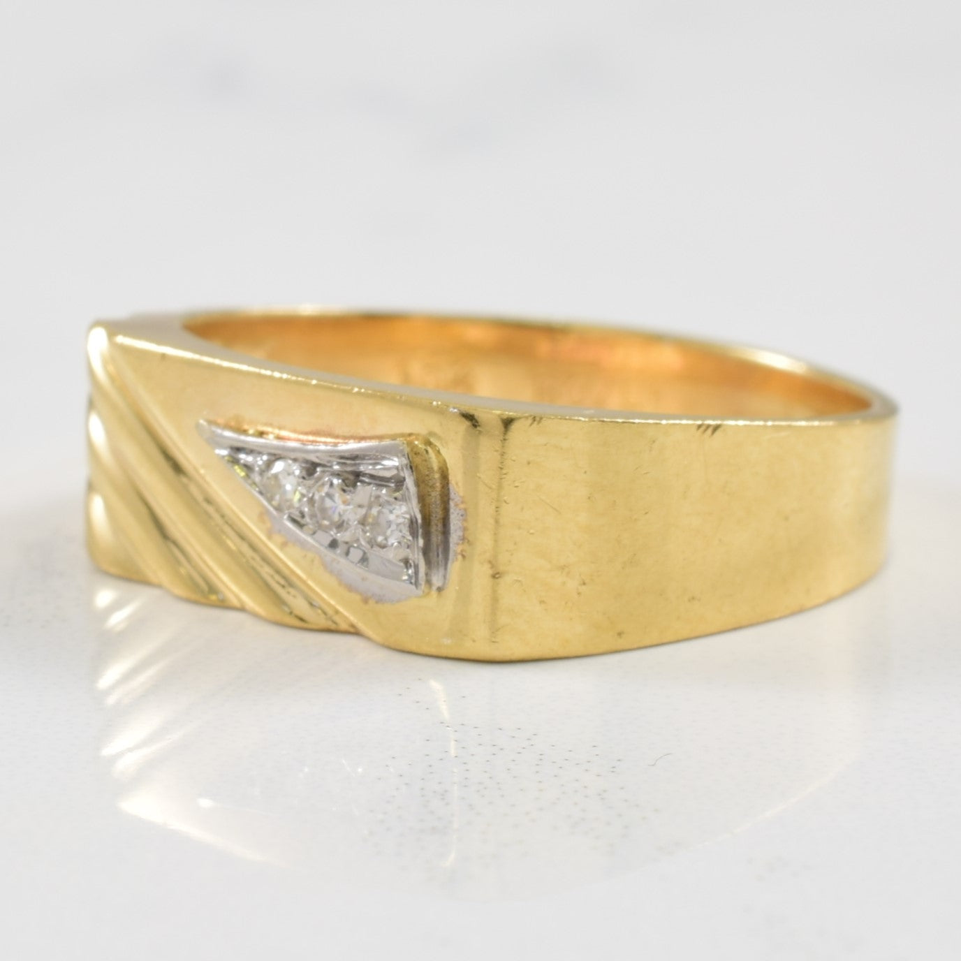 Diamond Textured Flat Edge Ring | 0.03ctw | SZ 7.75 |