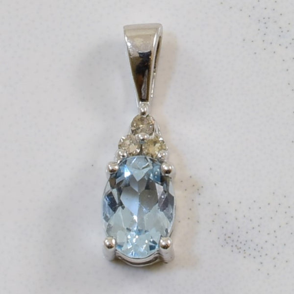 Aquamarine & Diamond Pendant | 0.45ct, 0.03ctw |