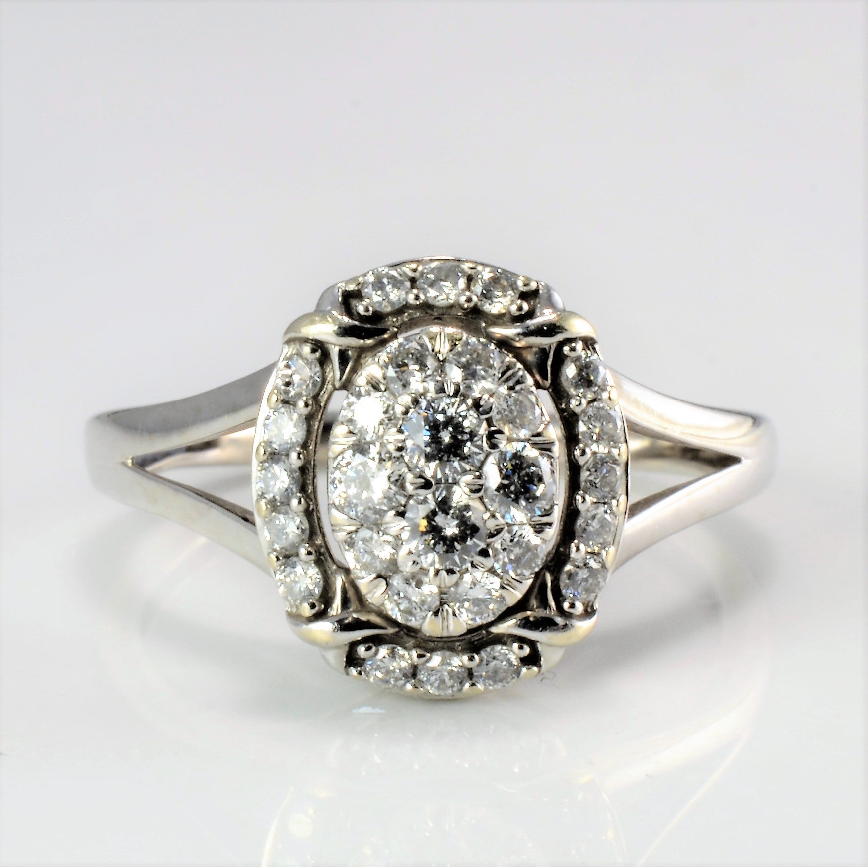 High Set Cluster Diamond Engagement Ring