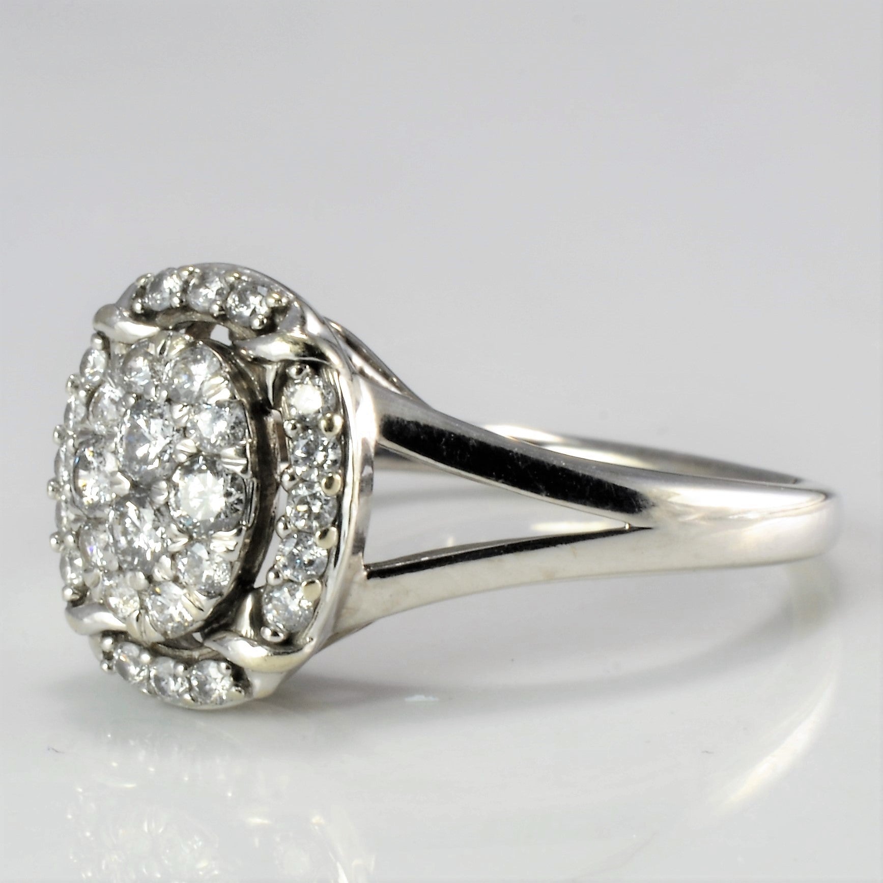 High Set Cluster Diamond Engagement Ring