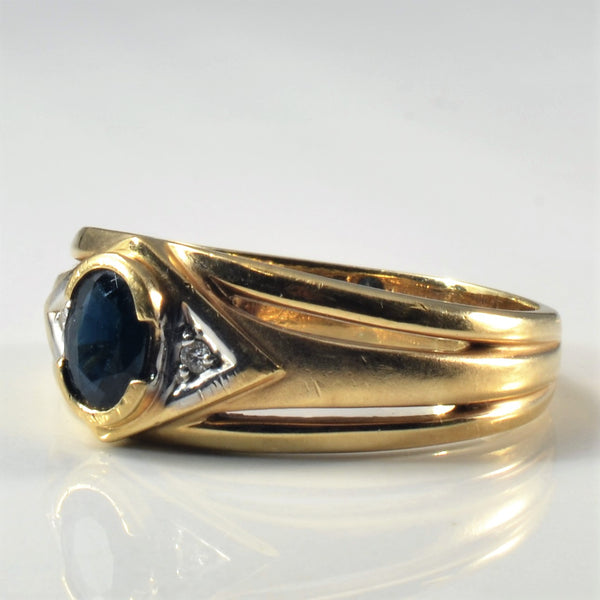 Bezel Set Sapphire & Diamond Ring | 0.75ct, 0.03ctw | SZ 12.5 |