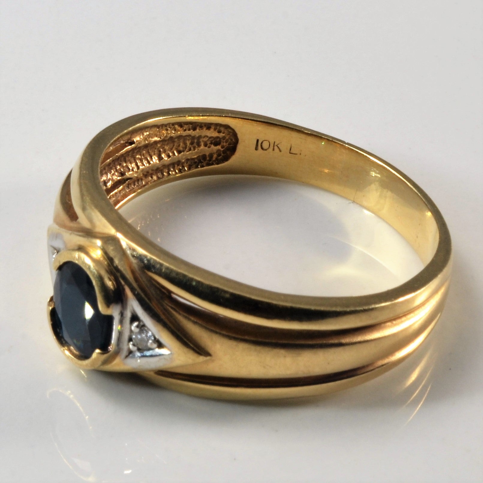 Bezel Set Sapphire & Diamond Ring | 0.75ct, 0.03ctw | SZ 12.5 |