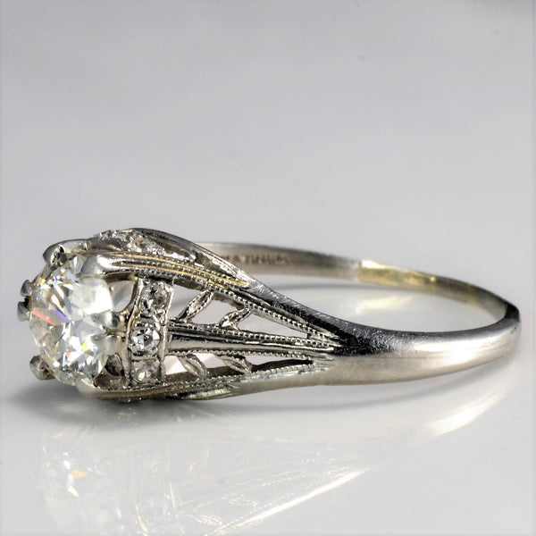 Art Deco Platinum Diamond Ring | 0.79 ctw, SZ 7.5 |