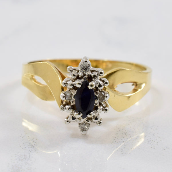 Diamond Halo Marquise Sapphire Ring | 0.04ctw, 0.08ctw | SZ 6 |