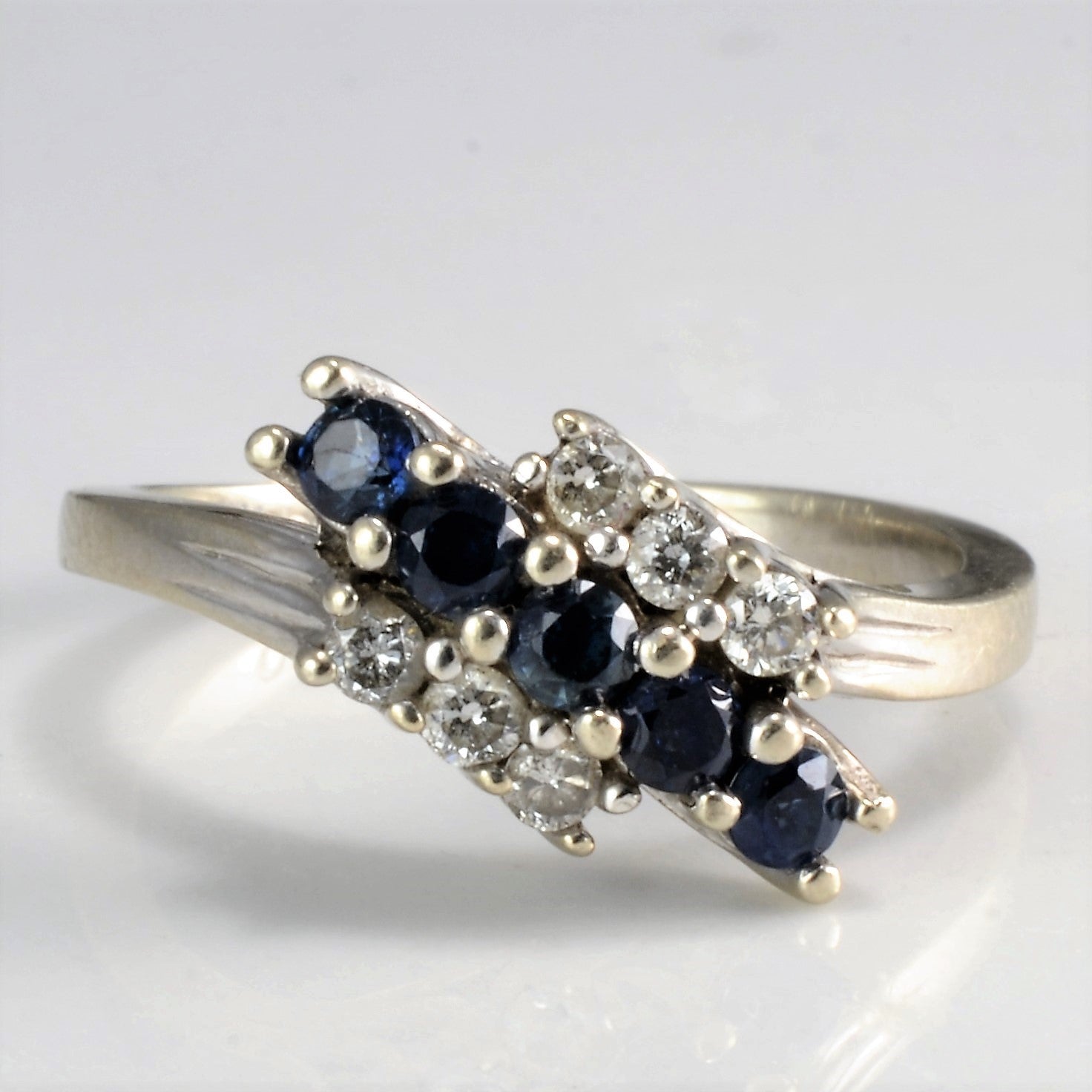 Bypass Pave Set Sapphire & Diamond Ring | 0.21 ctw, SZ 6.25 |