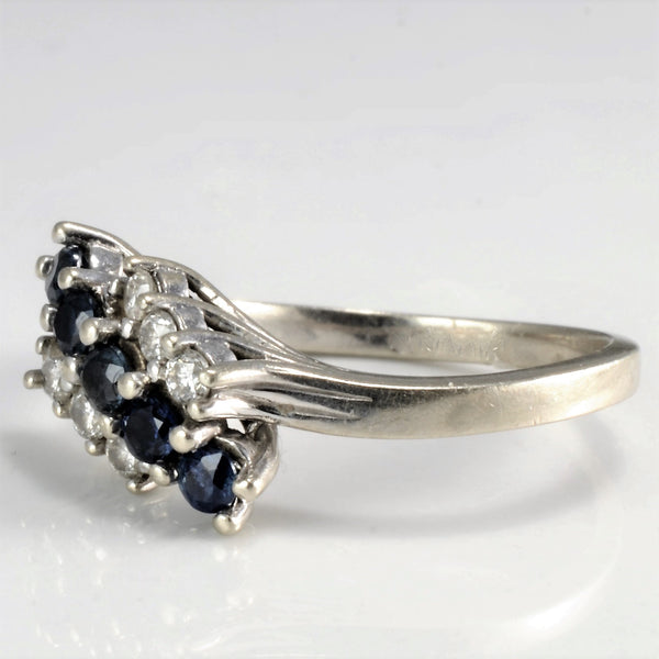 Bypass Pave Set Sapphire & Diamond Ring | 0.21 ctw, SZ 6.25 |
