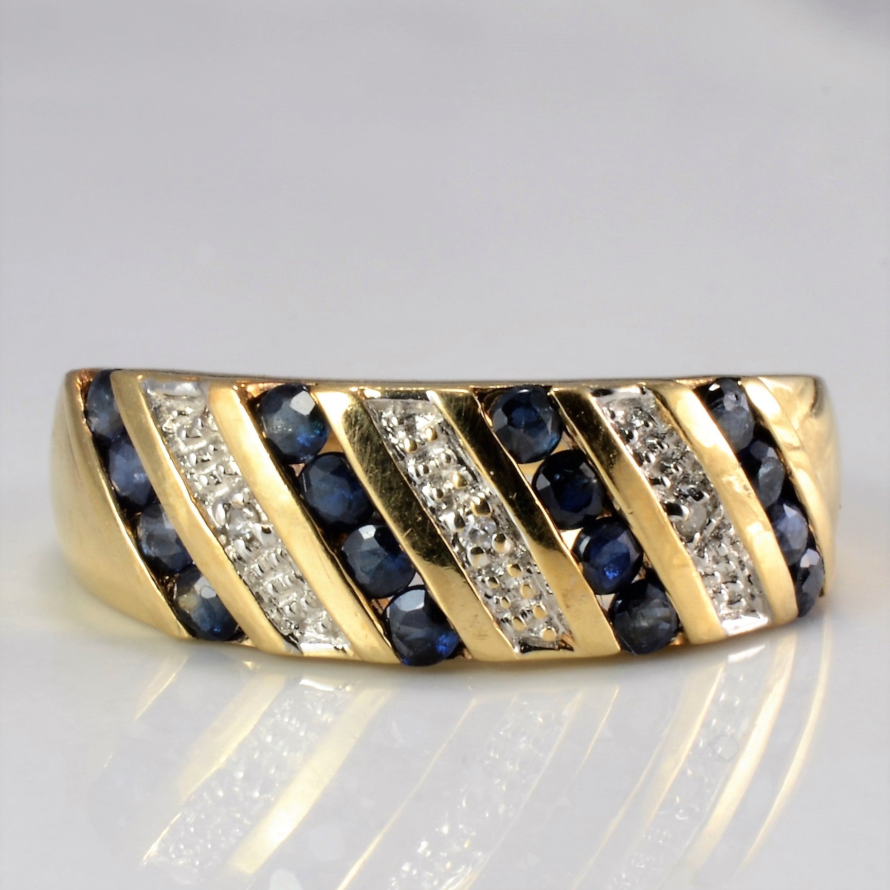 Channel Sapphire & Diamond Band | 0.02 ctw, SZ 5.75 |