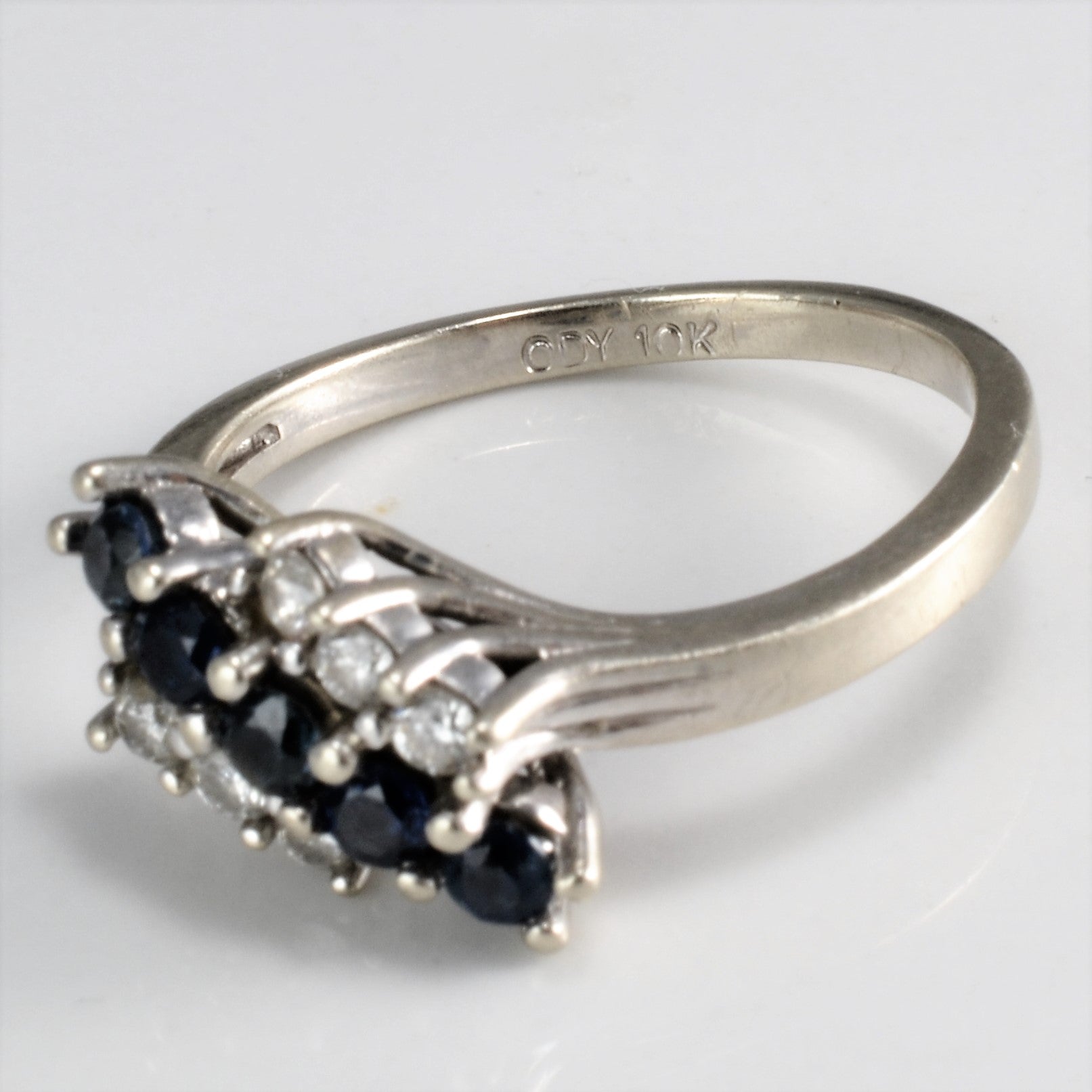 Bypass Pave Set Sapphire & Diamond Ring | 0.21 ctw, SZ 6.25 |