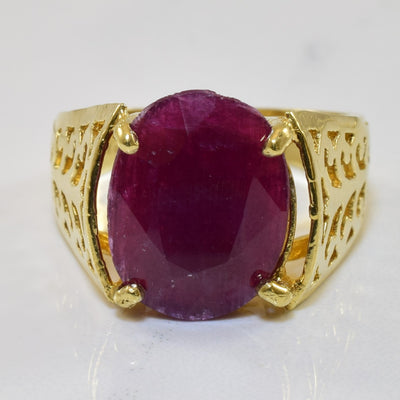 Solitaire Glass-Filled Ruby Filigree Ring | 7.00ct | SZ 7.25 |