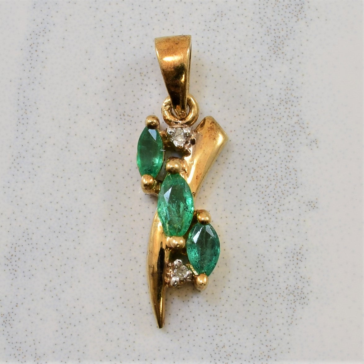 Marquise Emerald & Diamond Drop Pendant | 0.15ctw, 0.01ctw |
