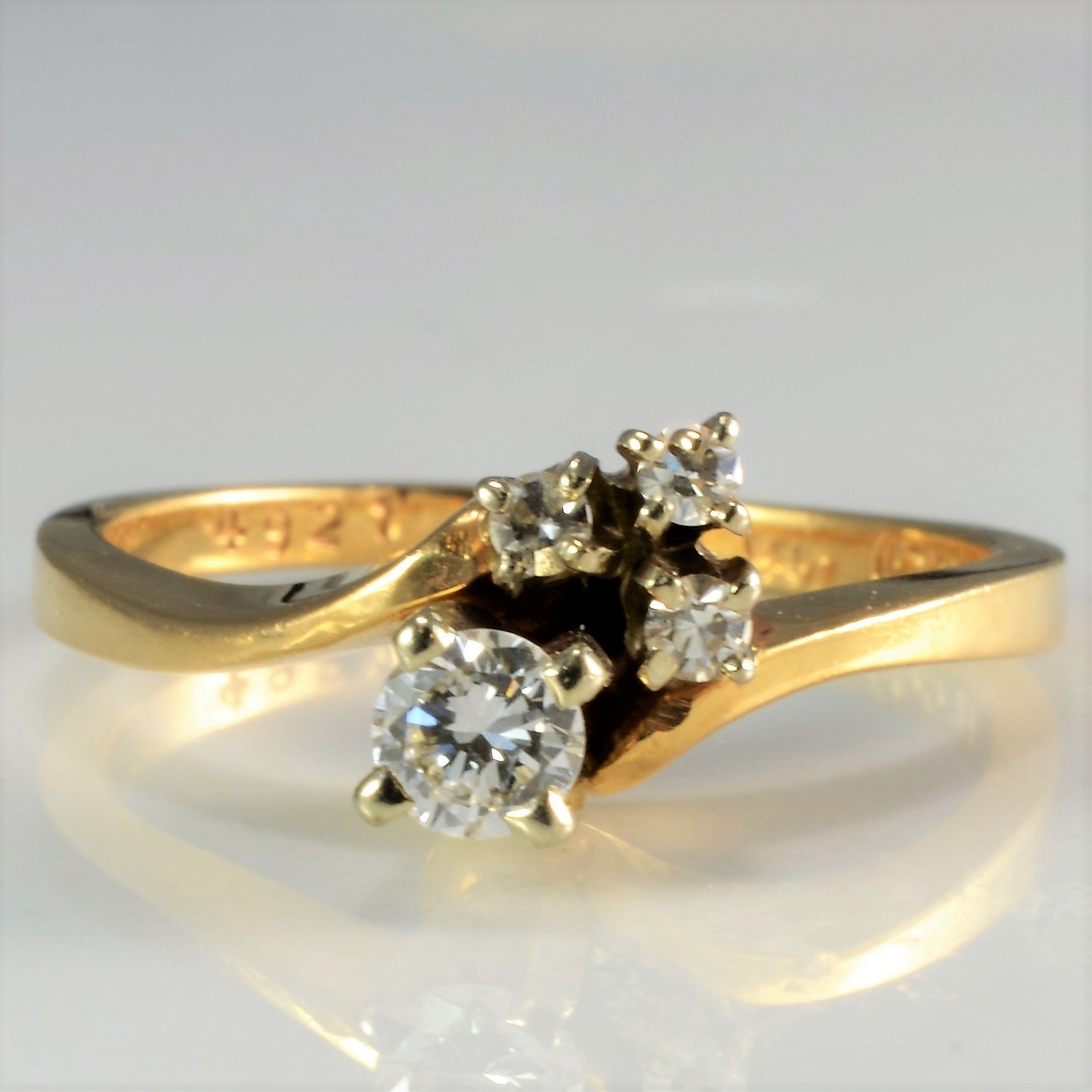 Offset Solitaire & Accents Diamond Engagement Ring | 0.20 ctw, SZ 5.5 |
