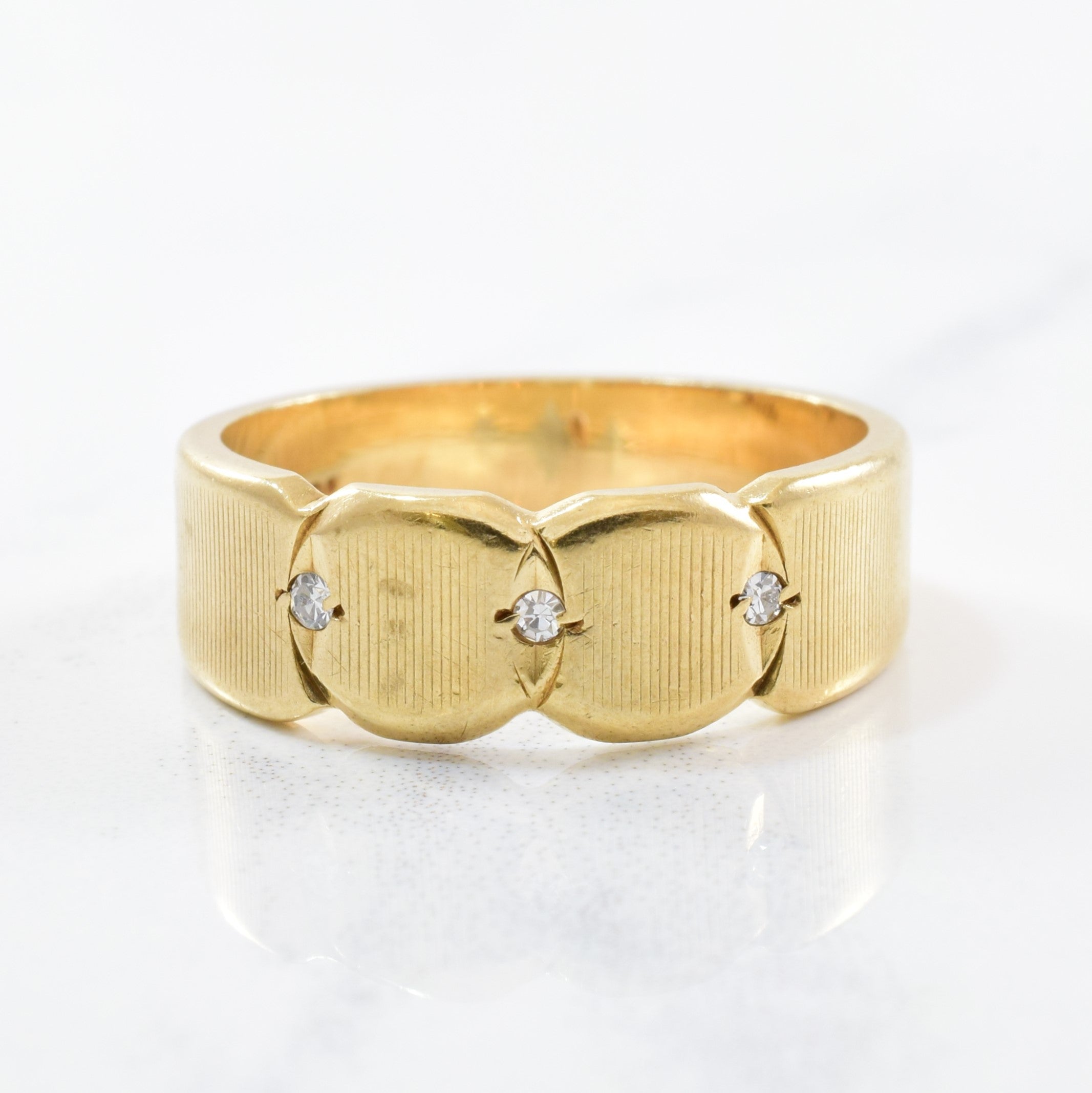 Gold Band With Diamond Accents | 0.01ctw | SZ 6 |