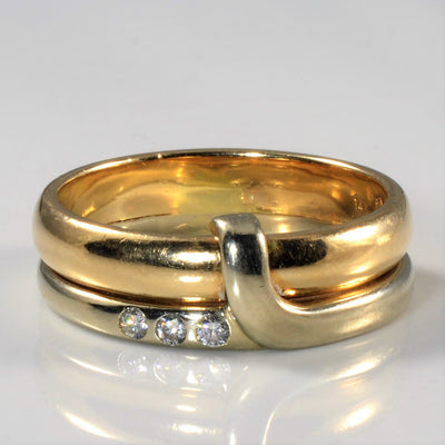 Two Tone Overlay Diamond Band | 0.09ctw | SZ 9.75 |