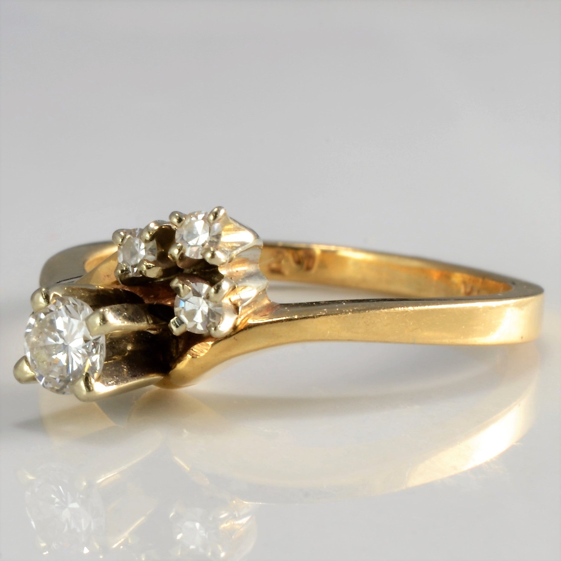 Offset Solitaire & Accents Diamond Engagement Ring | 0.20 ctw, SZ 5.5 |