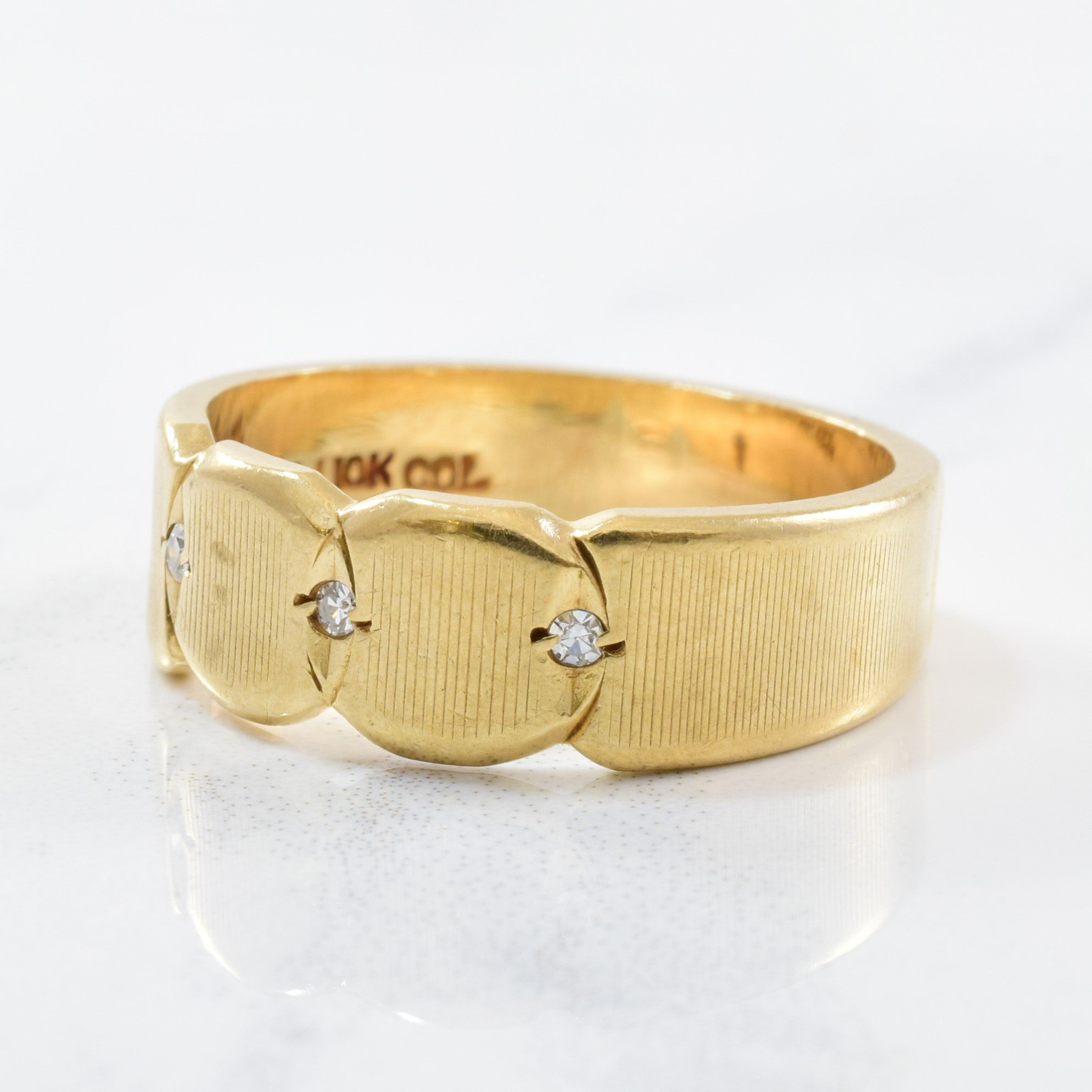 Gold Band With Diamond Accents | 0.01ctw | SZ 6 |