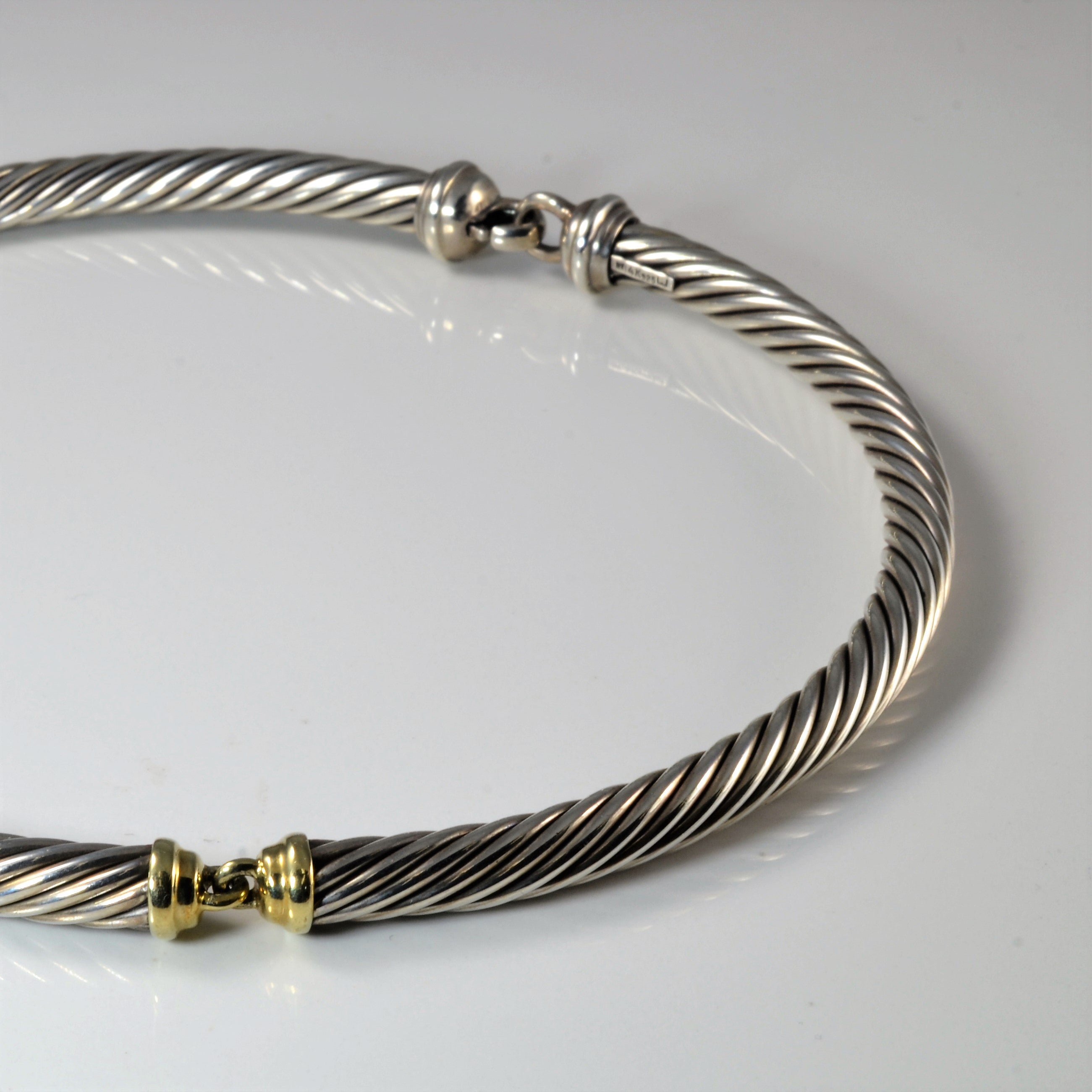 'David Yurman' Cable Collar in Sterling Silver with 14k Gold Accents Necklace | 15" |