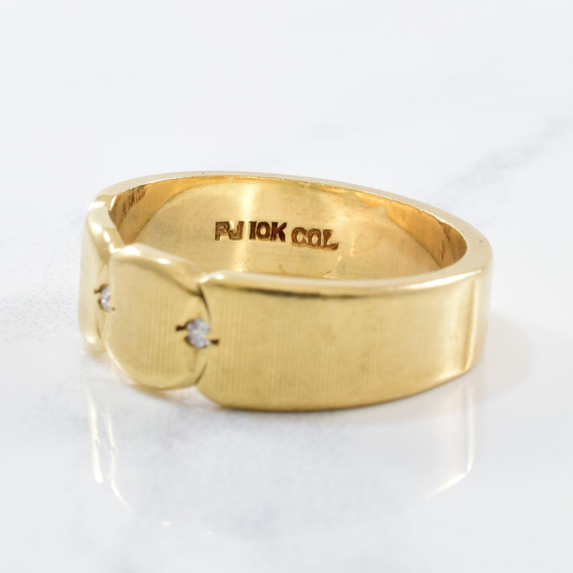 Gold Band With Diamond Accents | 0.01ctw | SZ 6 |