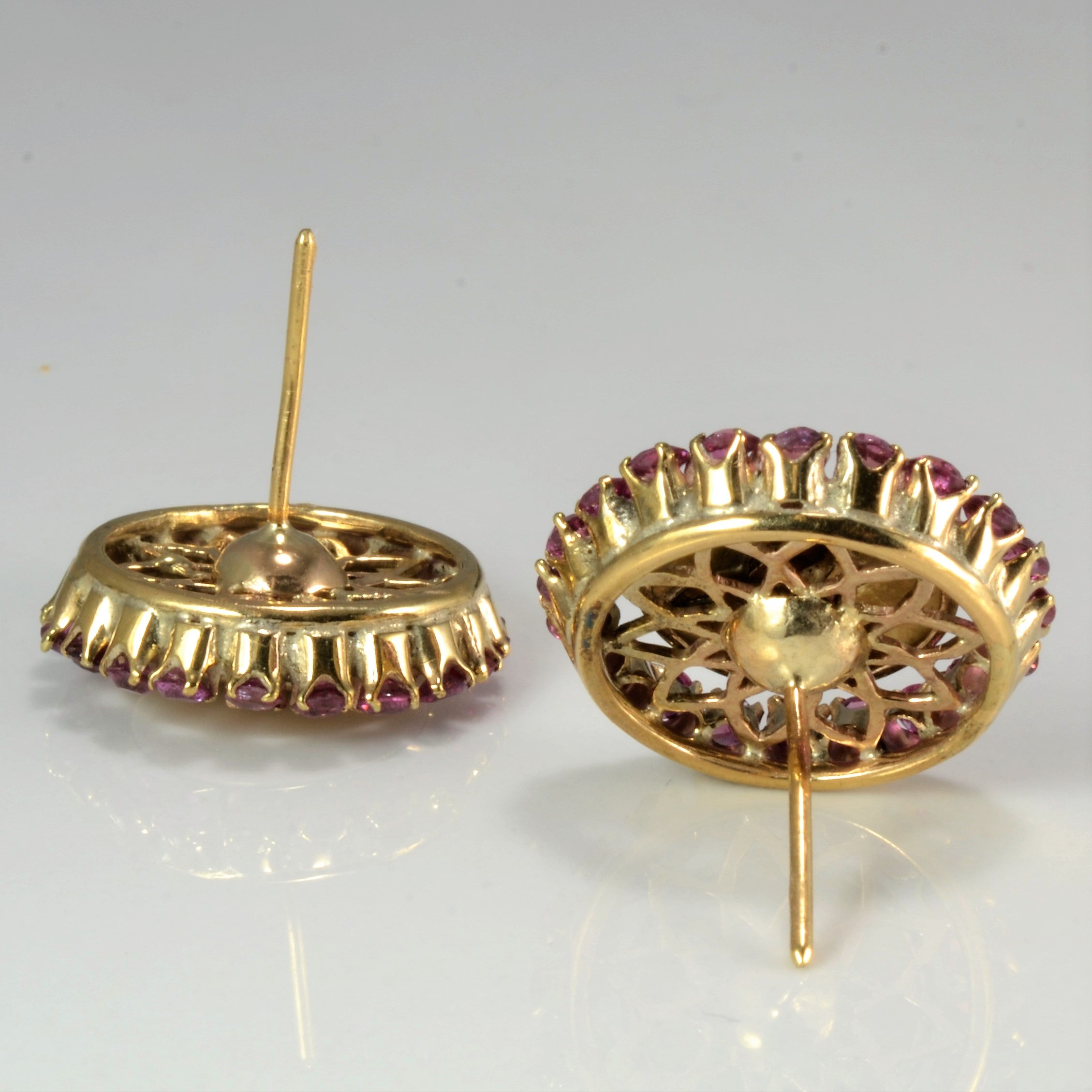 Art Nouveau Ruby & Diamond Dome Studs | 0.12 ctw |