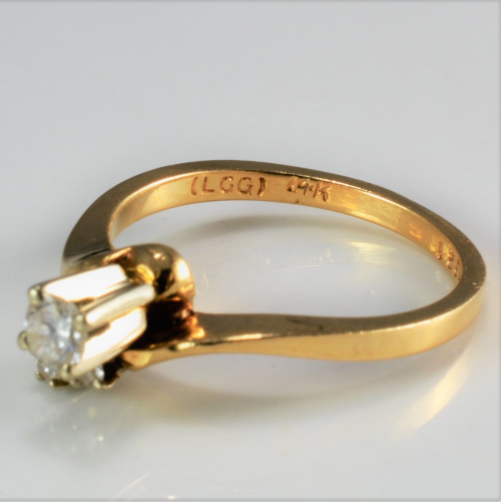 Offset Solitaire & Accents Diamond Engagement Ring | 0.20 ctw, SZ 5.5 |