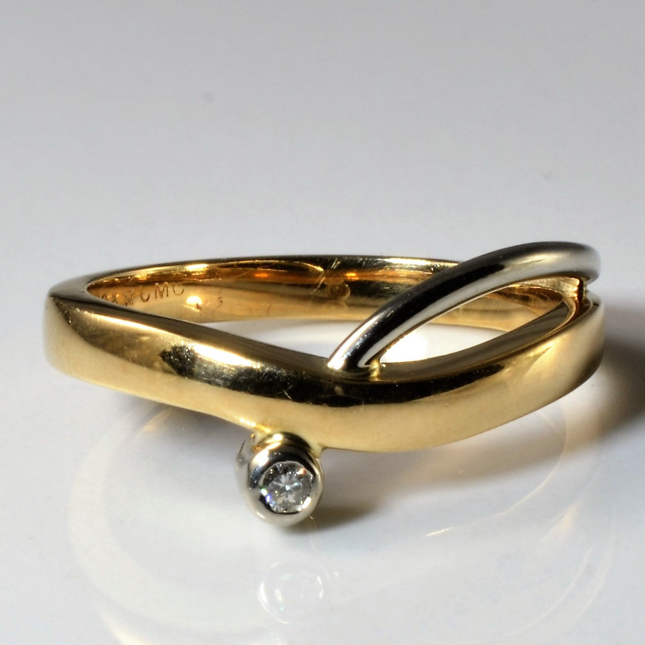 Solitaire Two Tone Bypass Ring | 0.03ct | SZ 7 |