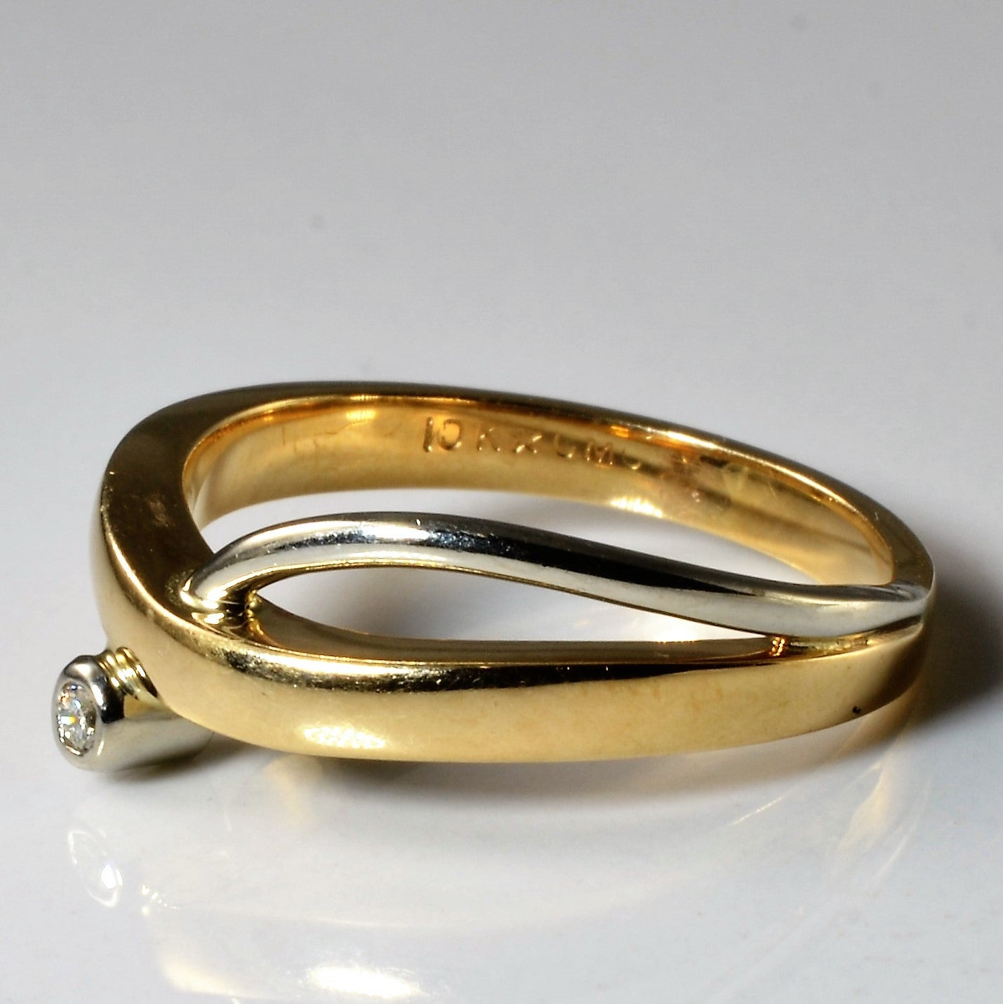 Solitaire Two Tone Bypass Ring | 0.03ct | SZ 7 |