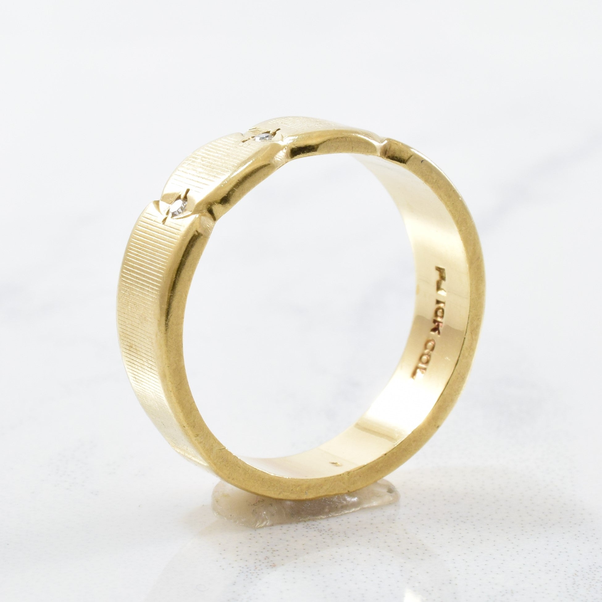 Gold Band With Diamond Accents | 0.01ctw | SZ 6 |