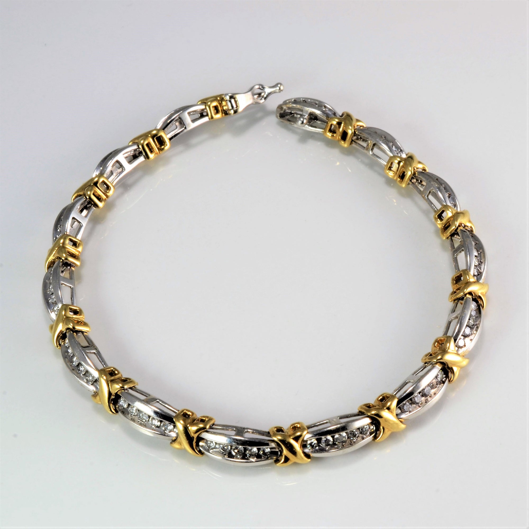Two- Tone Gold Channel Diamond Tennis Bracelet | 1.20 ctw, 7.5''|