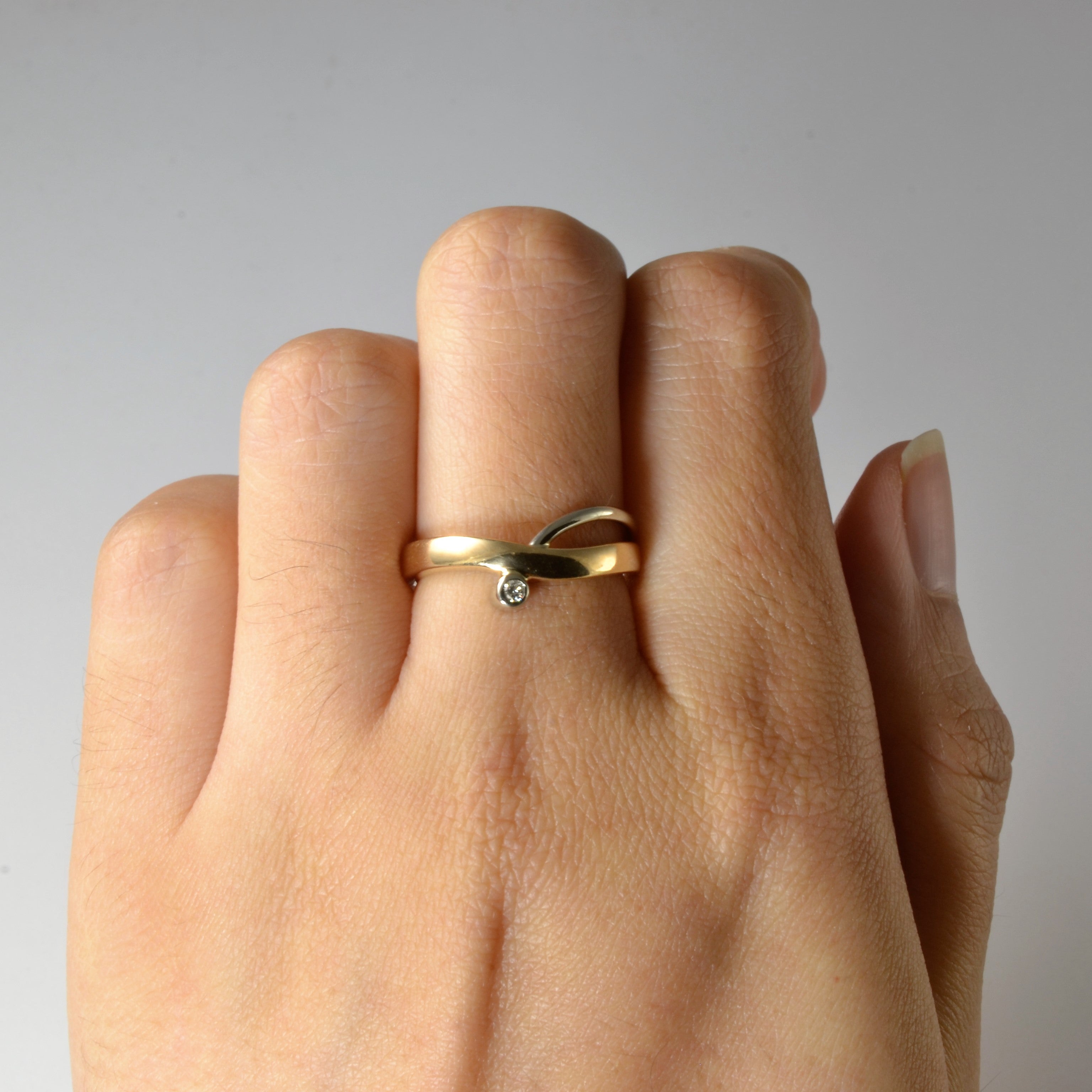 Solitaire Two Tone Bypass Ring | 0.03ct | SZ 7 |
