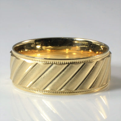 Milgrain Diagonal Patterned Gold Band | SZ 9.75 |