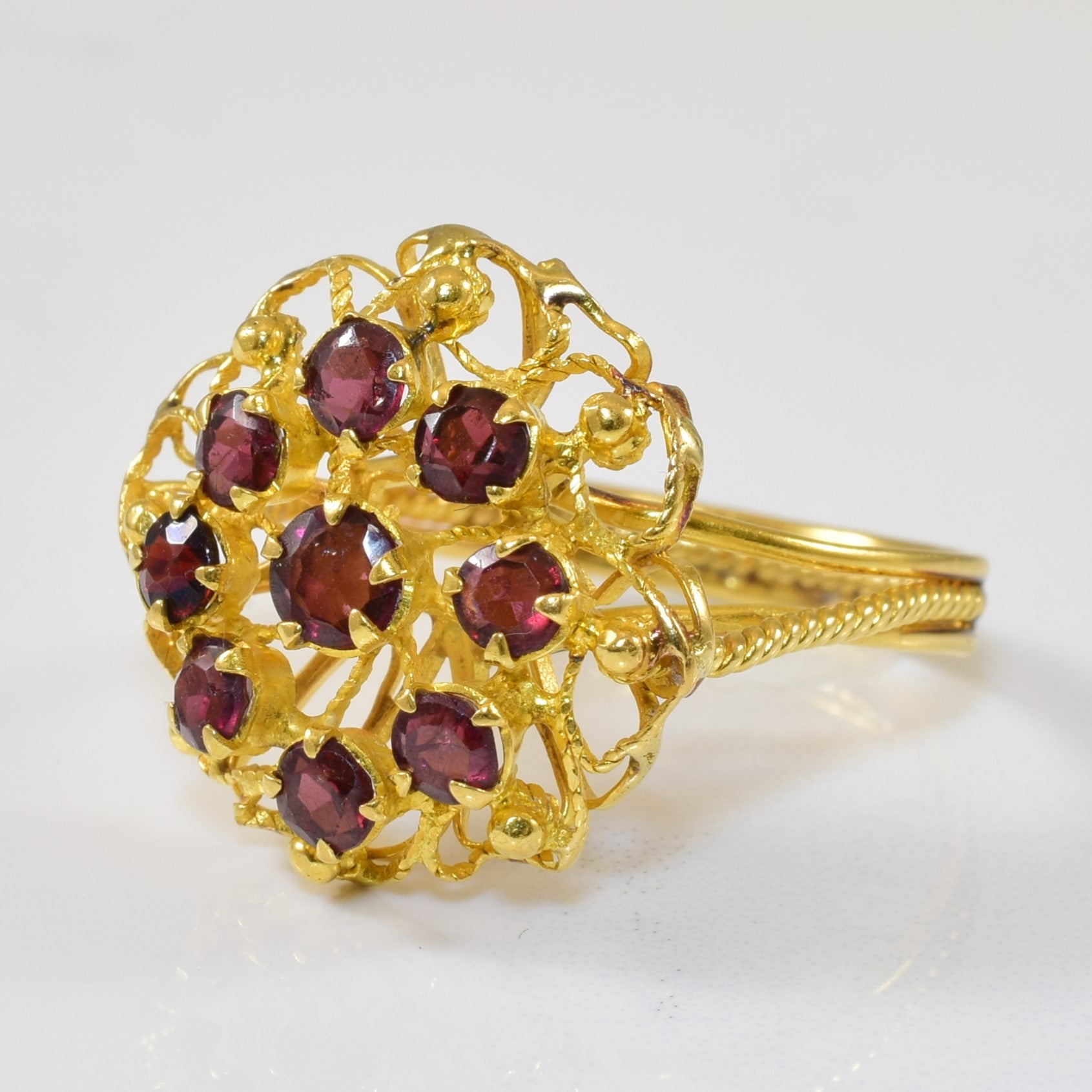 Garnet Filigree Cocktail Ring | 2.00ctw | SZ 9.5 |