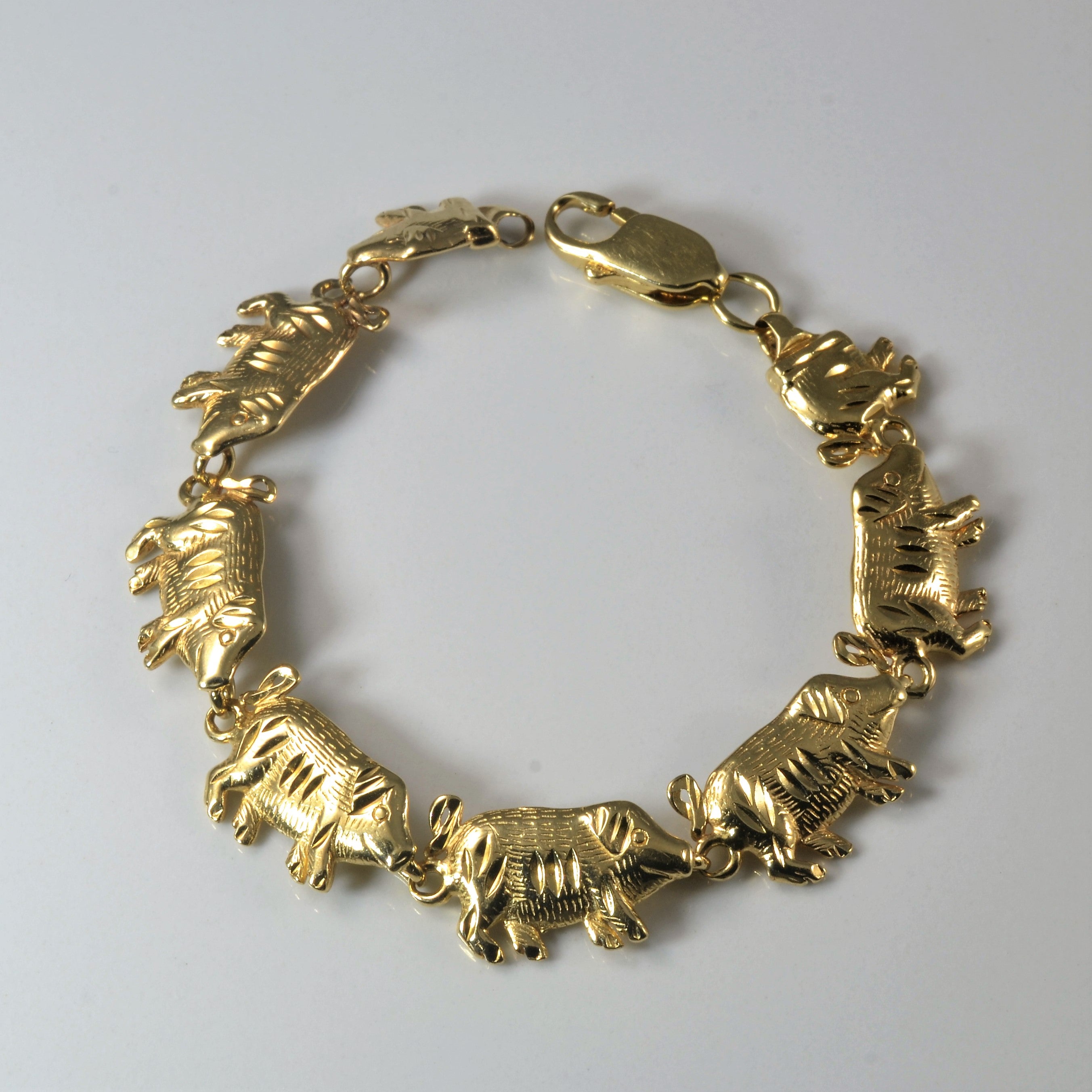 Yellow Gold Pig Bracelet | 6.5" |