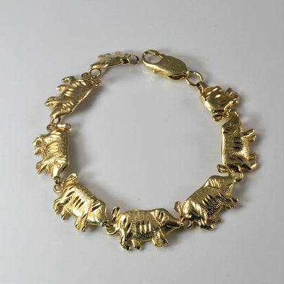 Yellow Gold Pig Bracelet | 6.5