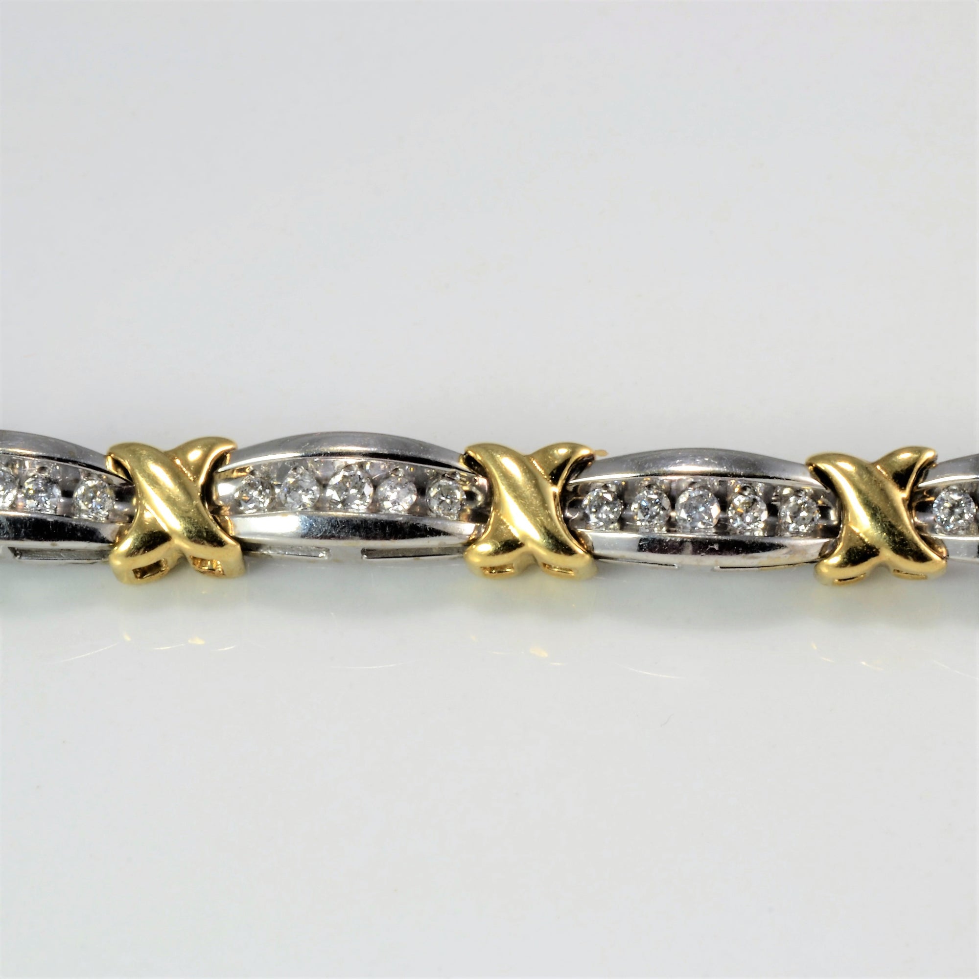 Two- Tone Gold Channel Diamond Tennis Bracelet | 1.20 ctw, 7.5''|