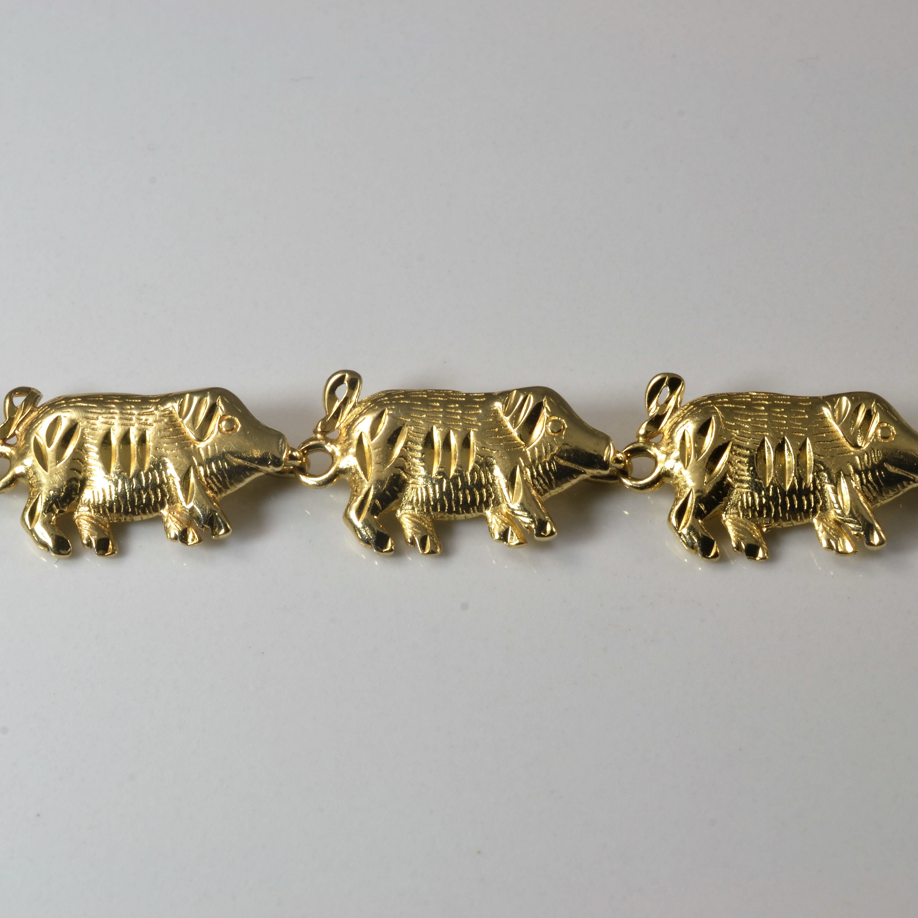 Yellow Gold Pig Bracelet | 6.5" |