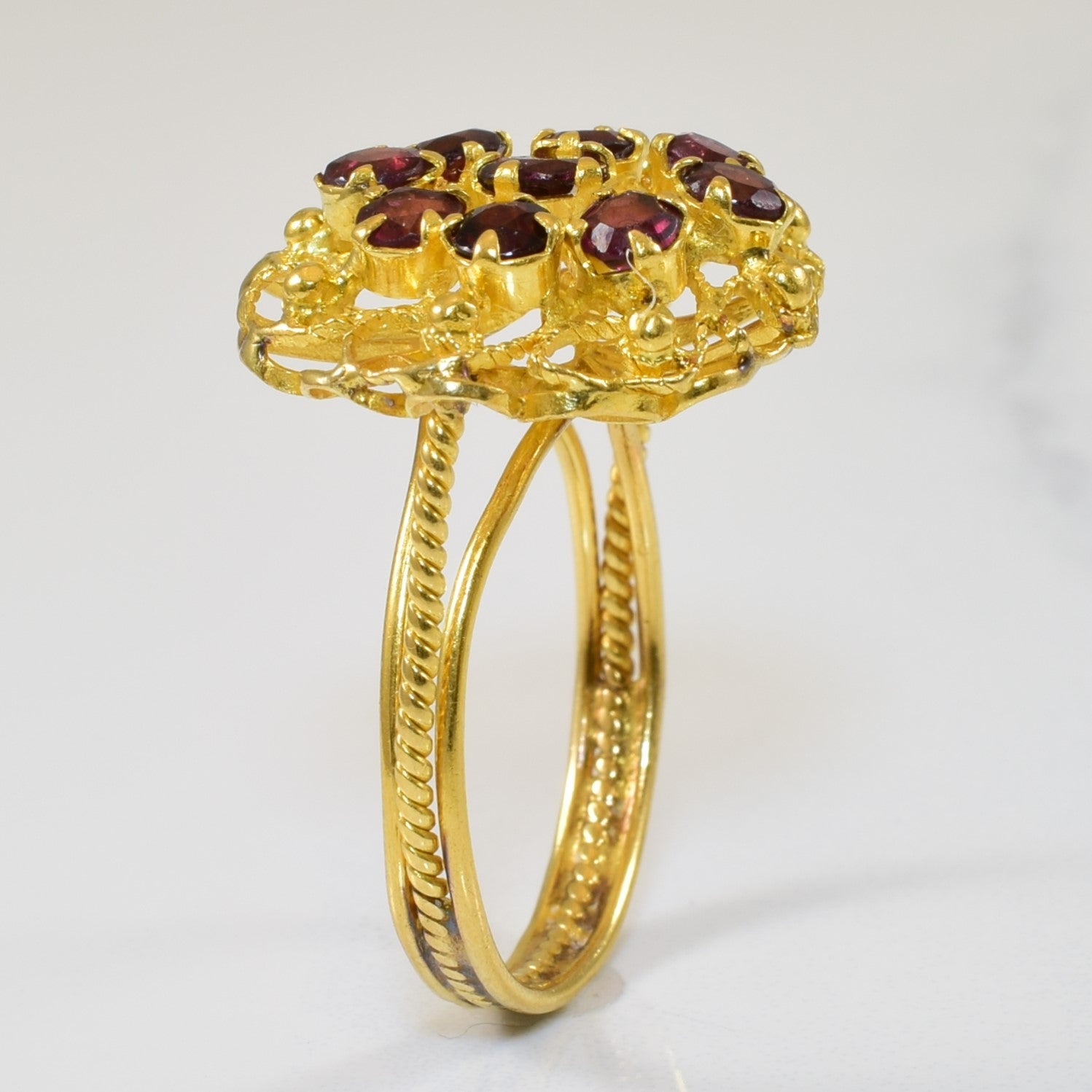 Garnet Filigree Cocktail Ring | 2.00ctw | SZ 9.5 |