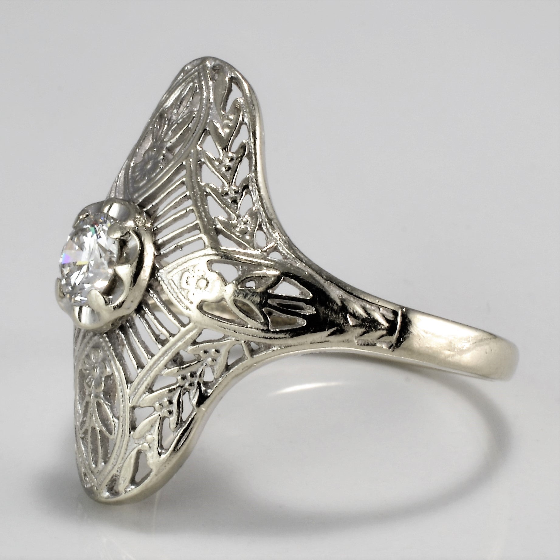 Filigree Solitaire Diamond Ladies Ring | 0.24 ct, SZ 5.75 |