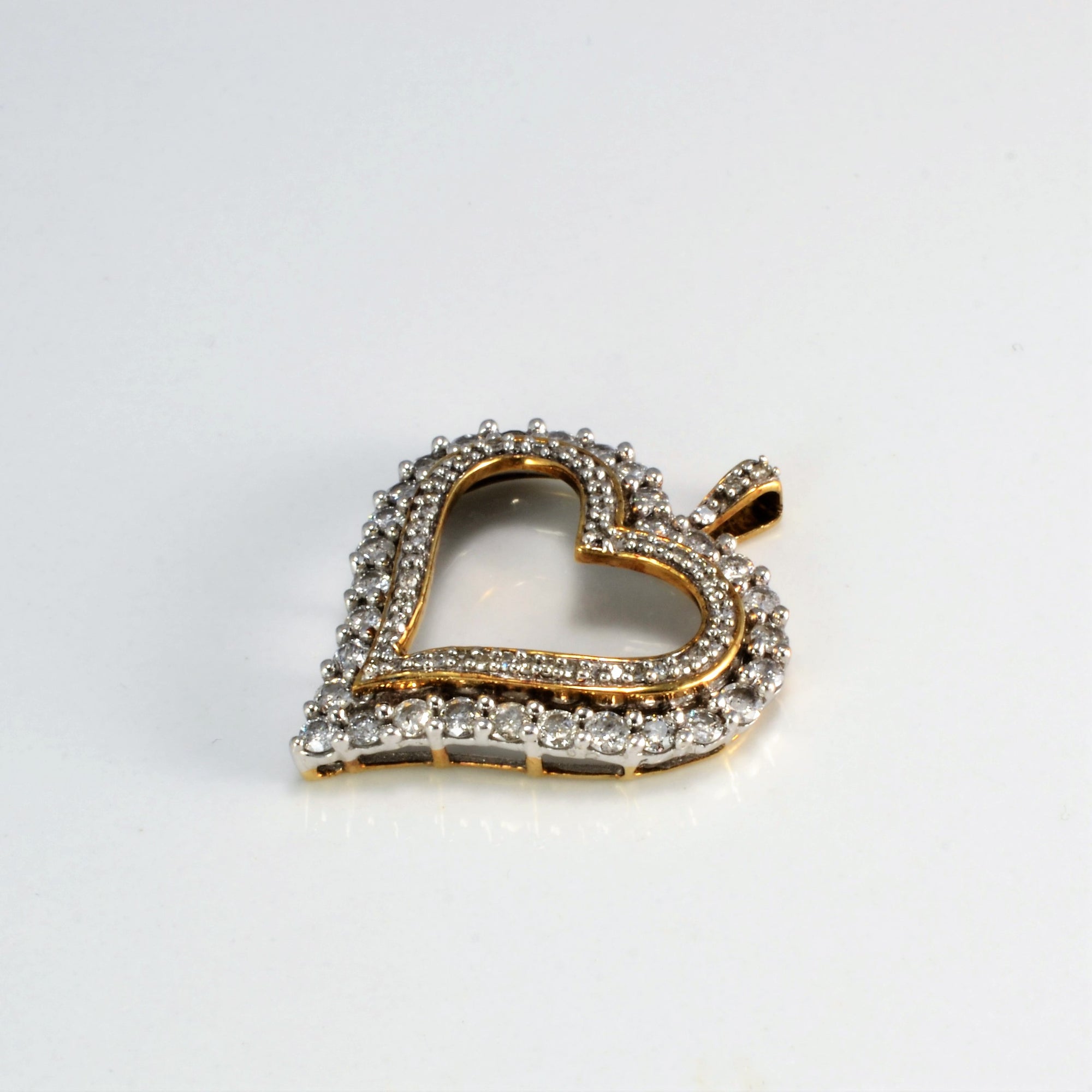Two Tone Gold Diamond Heart Pendant | 0.78 ctw |