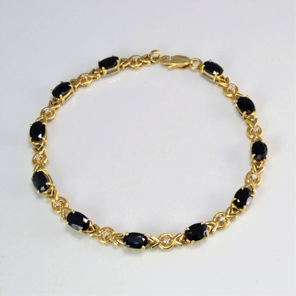 Sapphire & Diamond Chain Bracelet | 0.11 ctw, 7''|