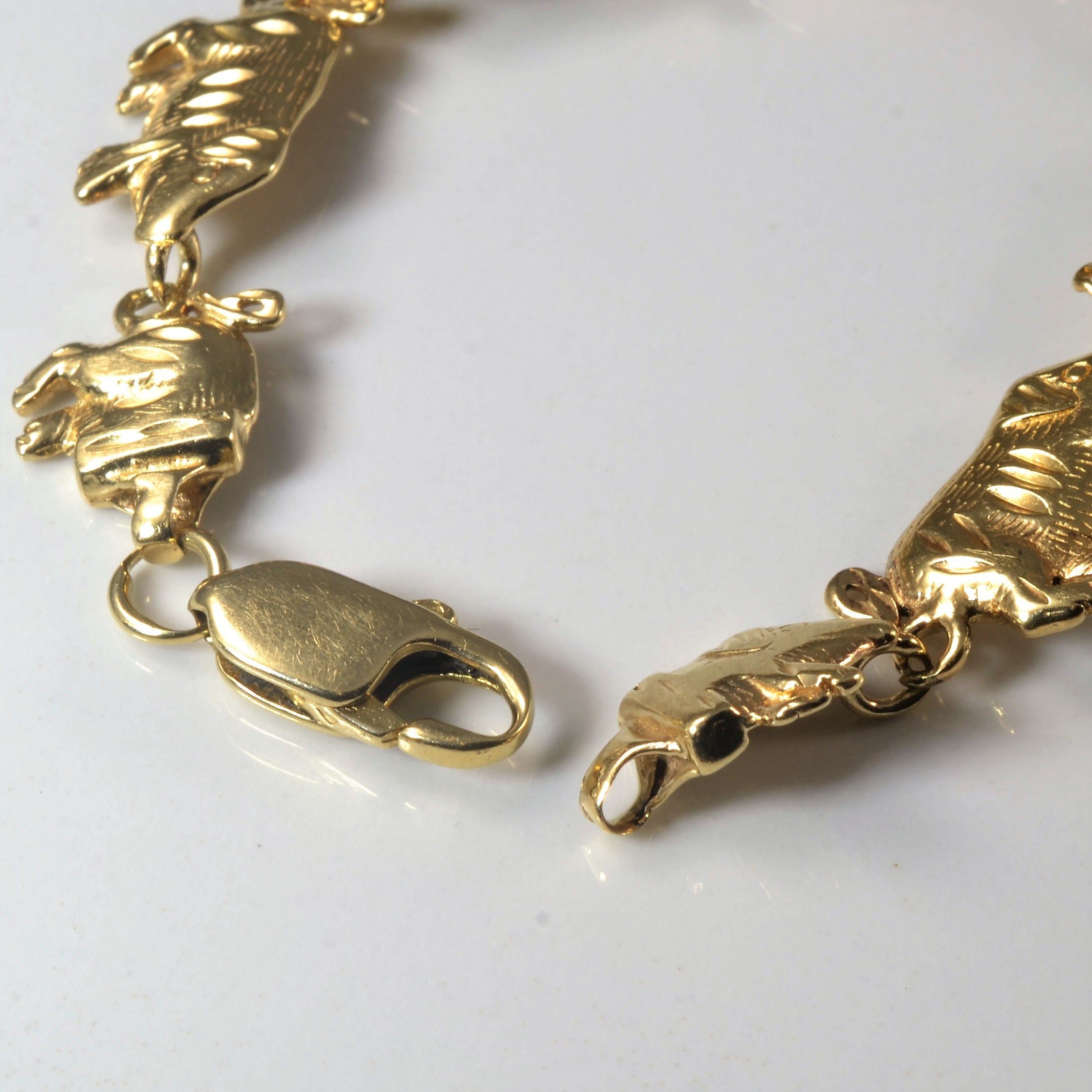 Yellow Gold Pig Bracelet | 6.5" |