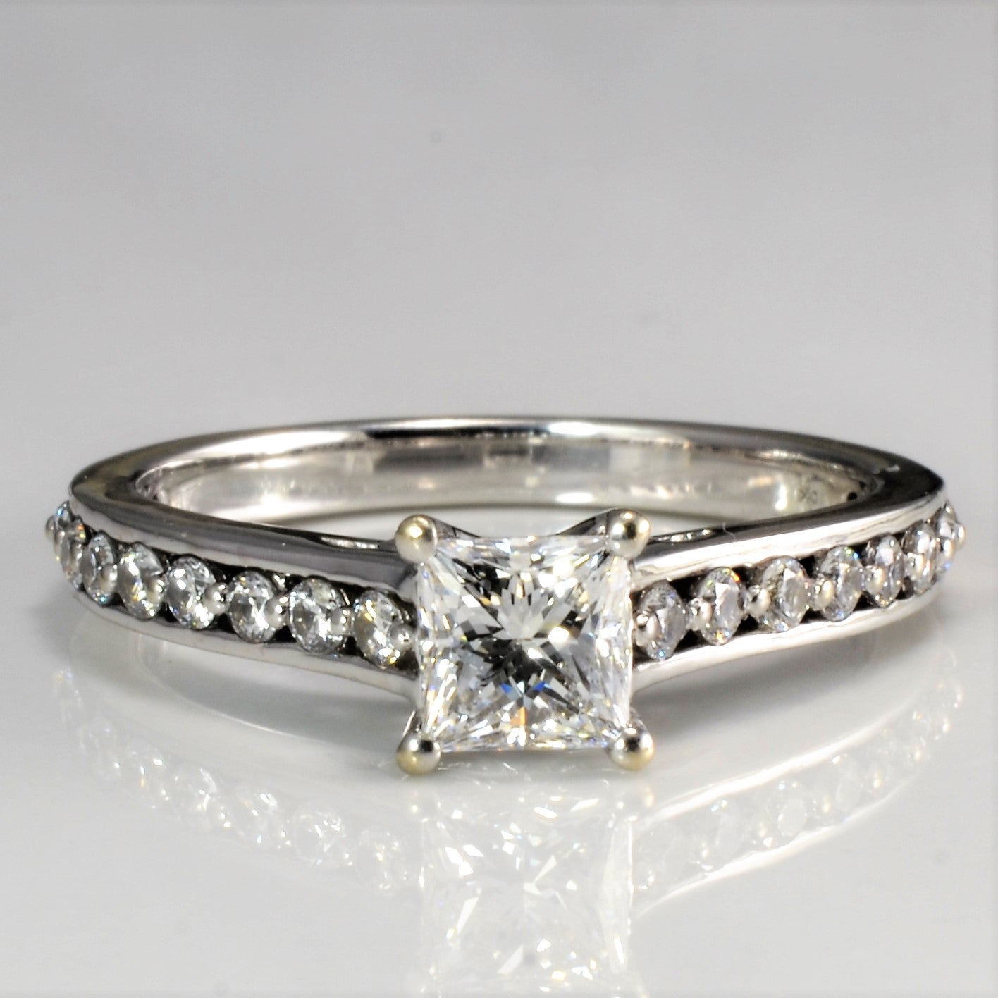 Side Stone Princess Engagement Ring | 0.84 ctw | SZ 7 |